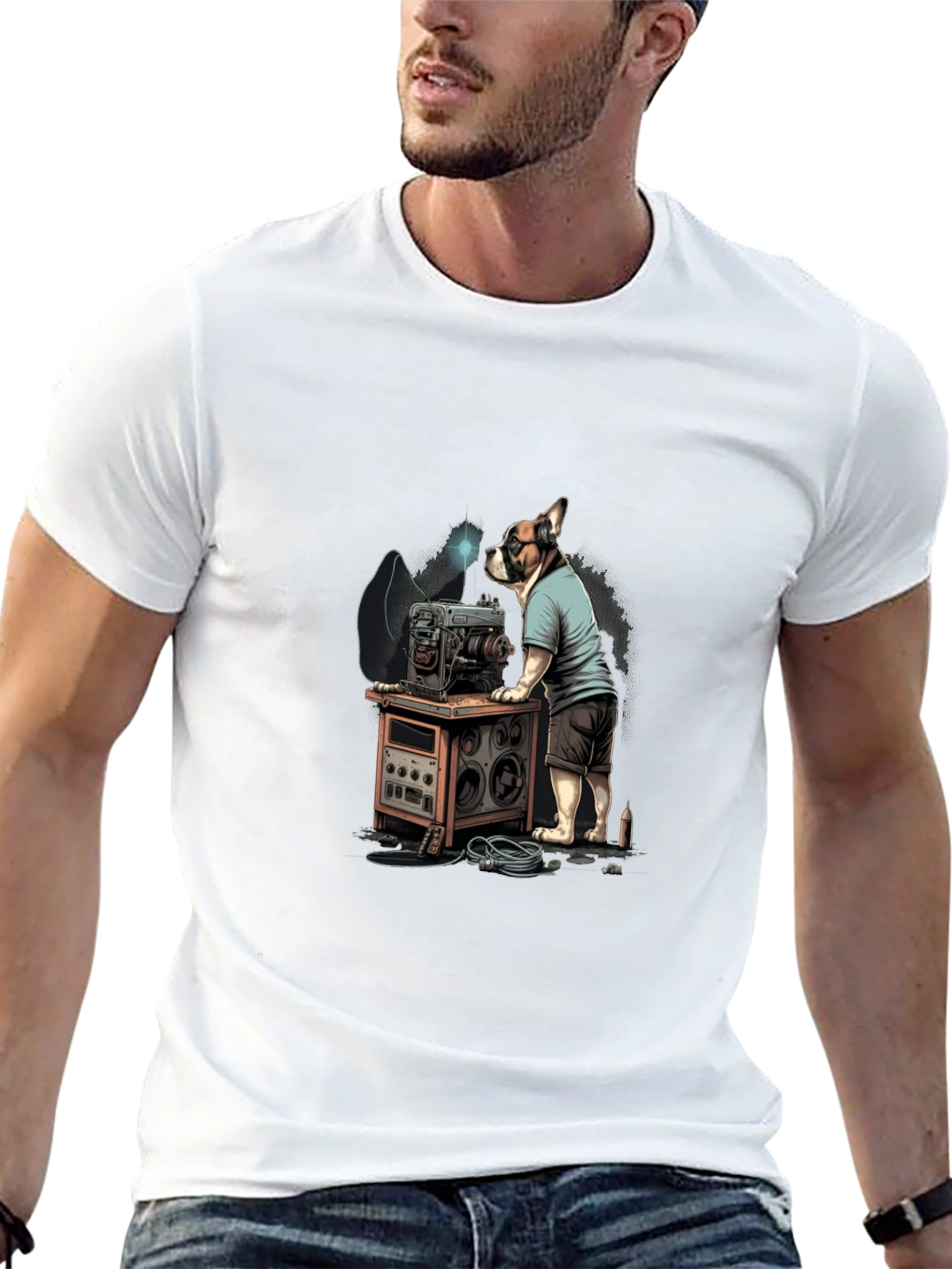 Black Dog Repairing Machine Graphic Tee view 13