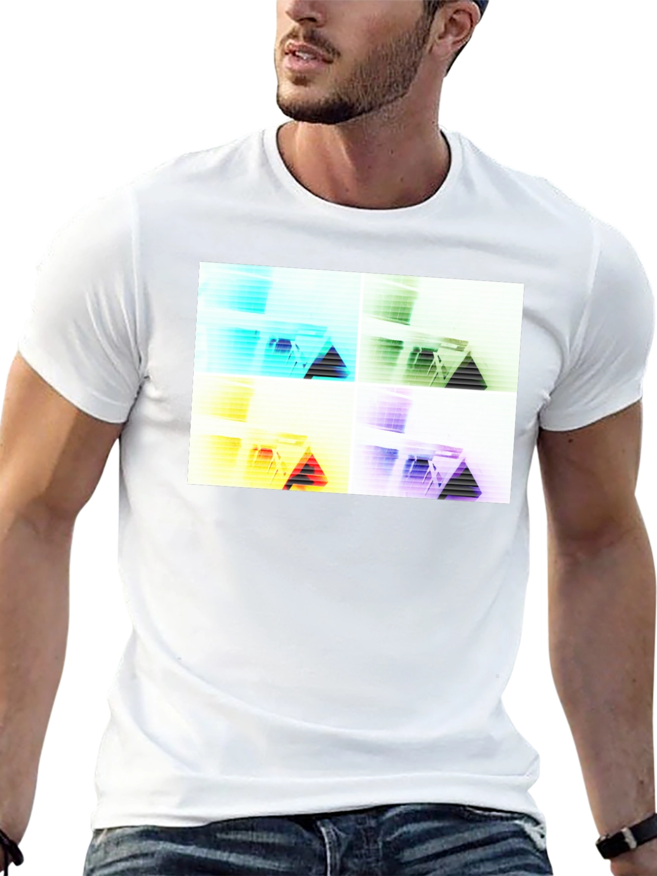 Black Abstract Geometry T-Shirt - Modern Graphic Tee view 13