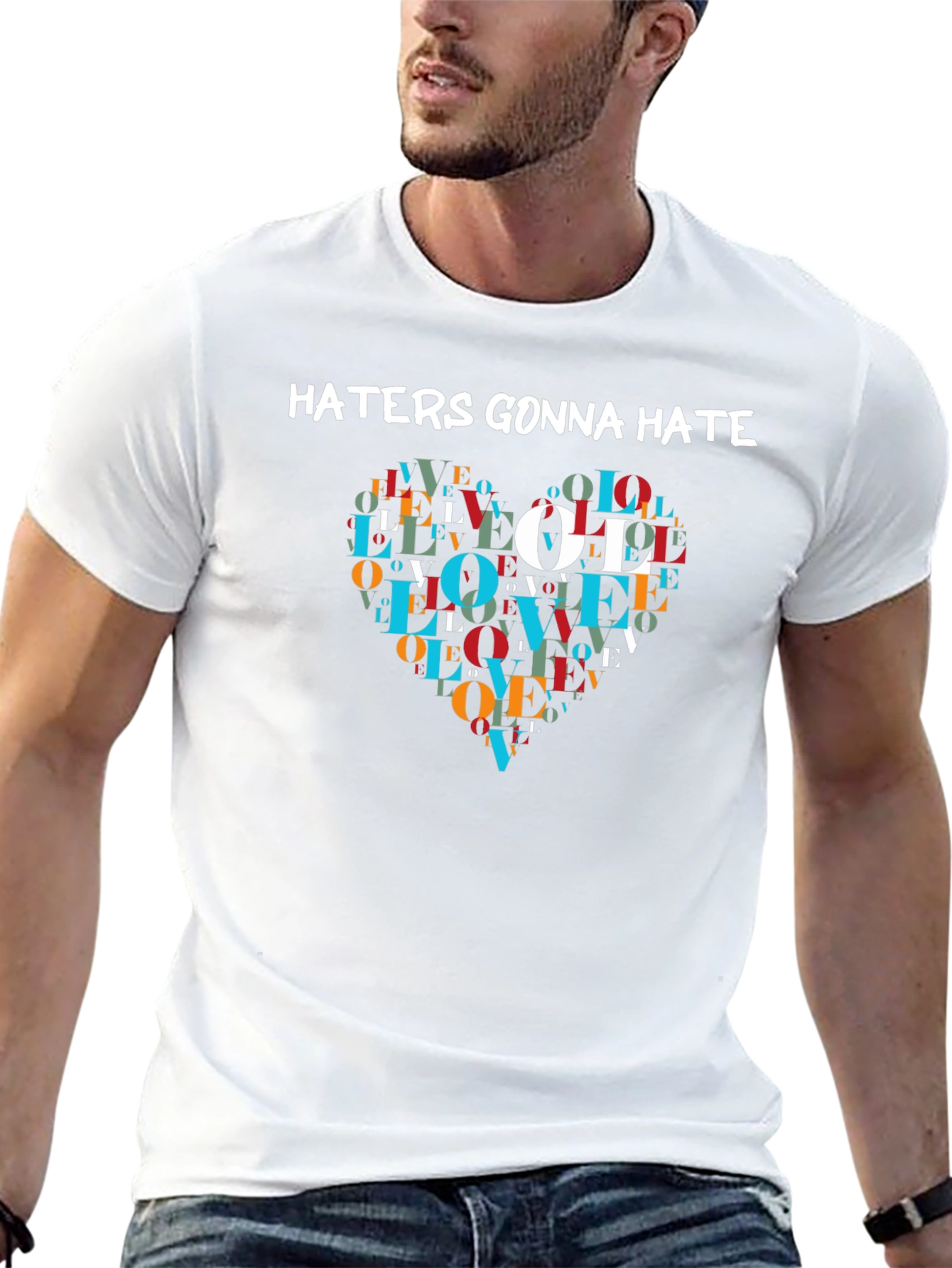 Black Haters Gonna Hate Love Heart T-Shirt view 13