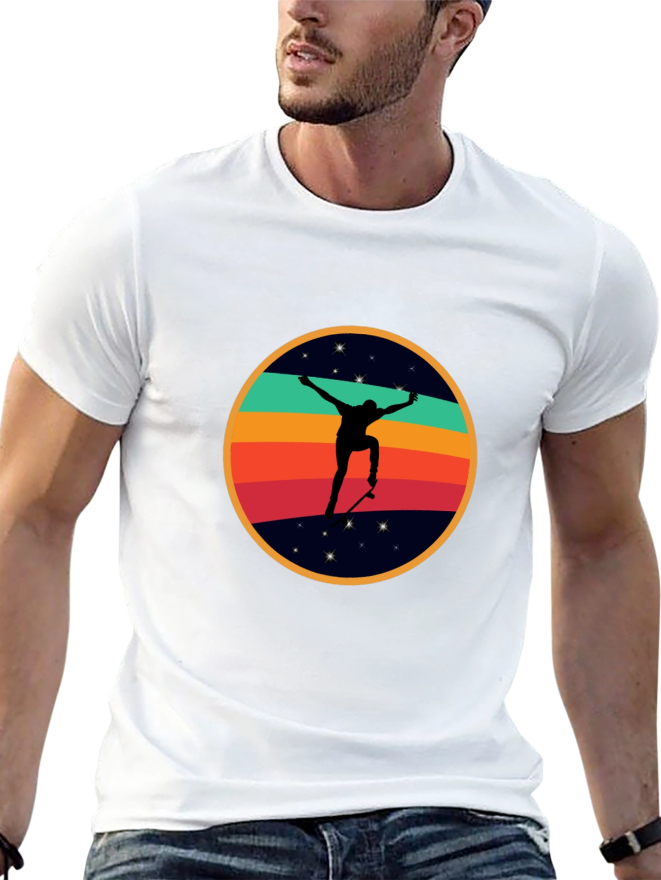 Black Retro Skateboarder Graphic T-Shirt - Cool & Stylish view 13