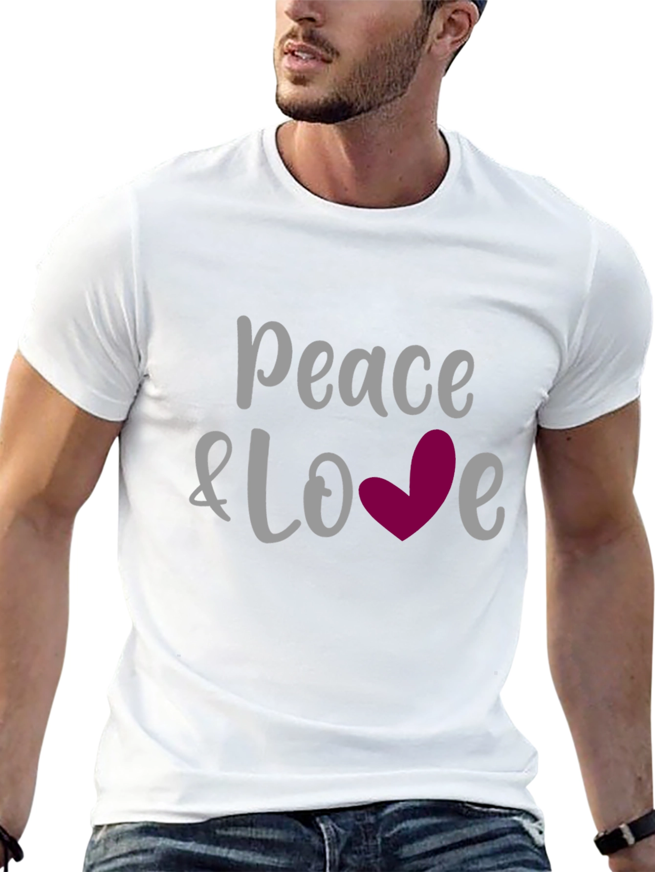 Black Peace & Love Graphic Tee - Soft Cotton Blend view 13
