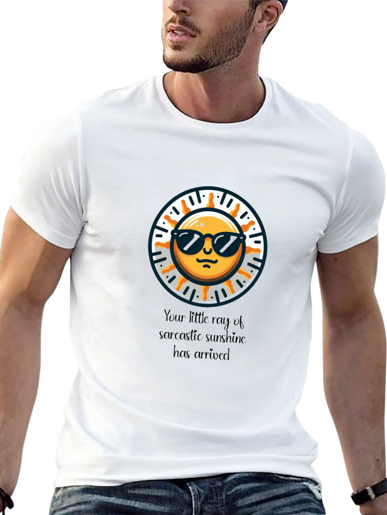 Black Sarcastic Sunshine Graphic Tee - Black Cotton T-Shirt view 13