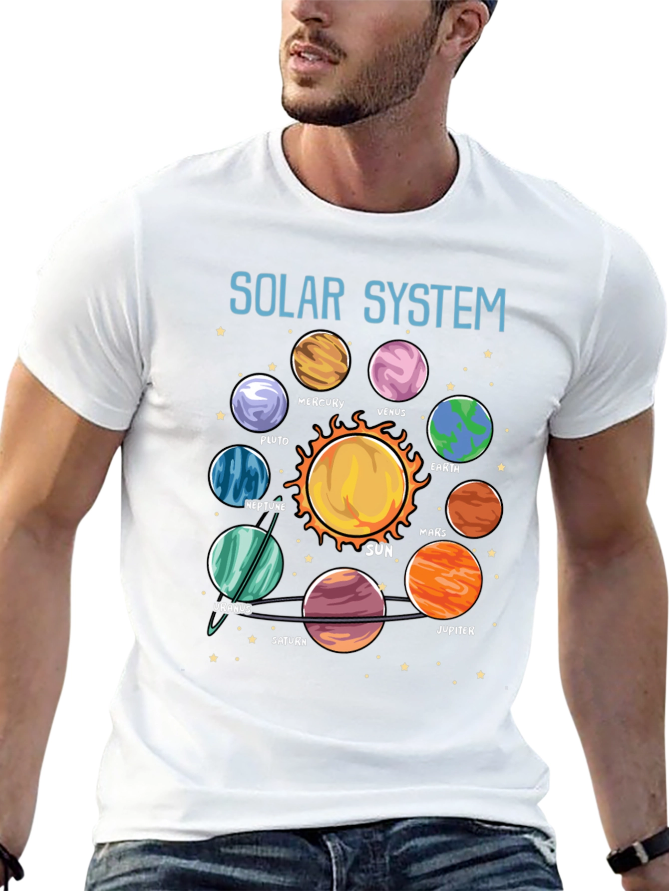 Black Solar System Planet Graphic T-Shirt view 13