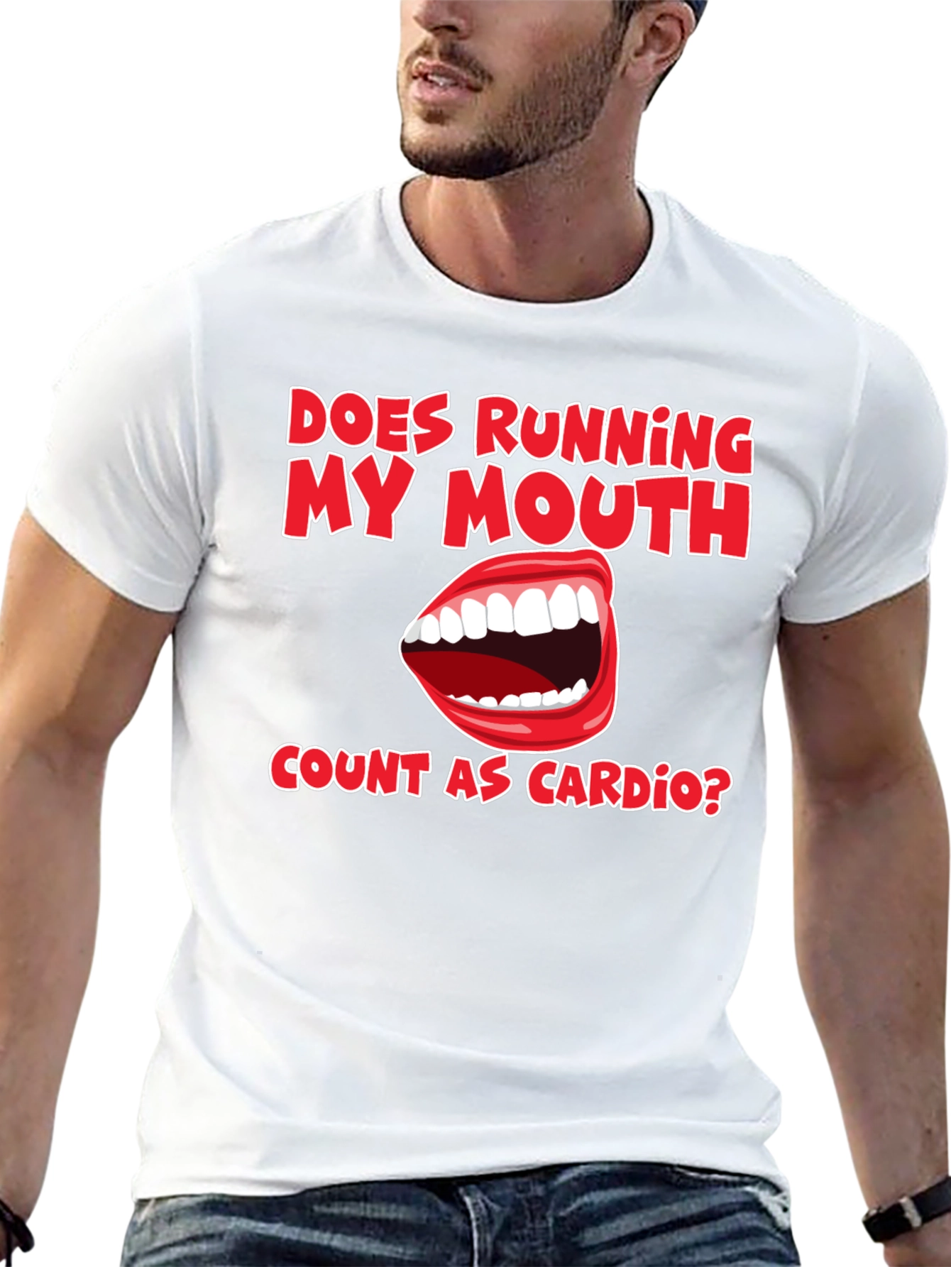 Black Funny Running My Mouth Cardio T-Shirt view 13