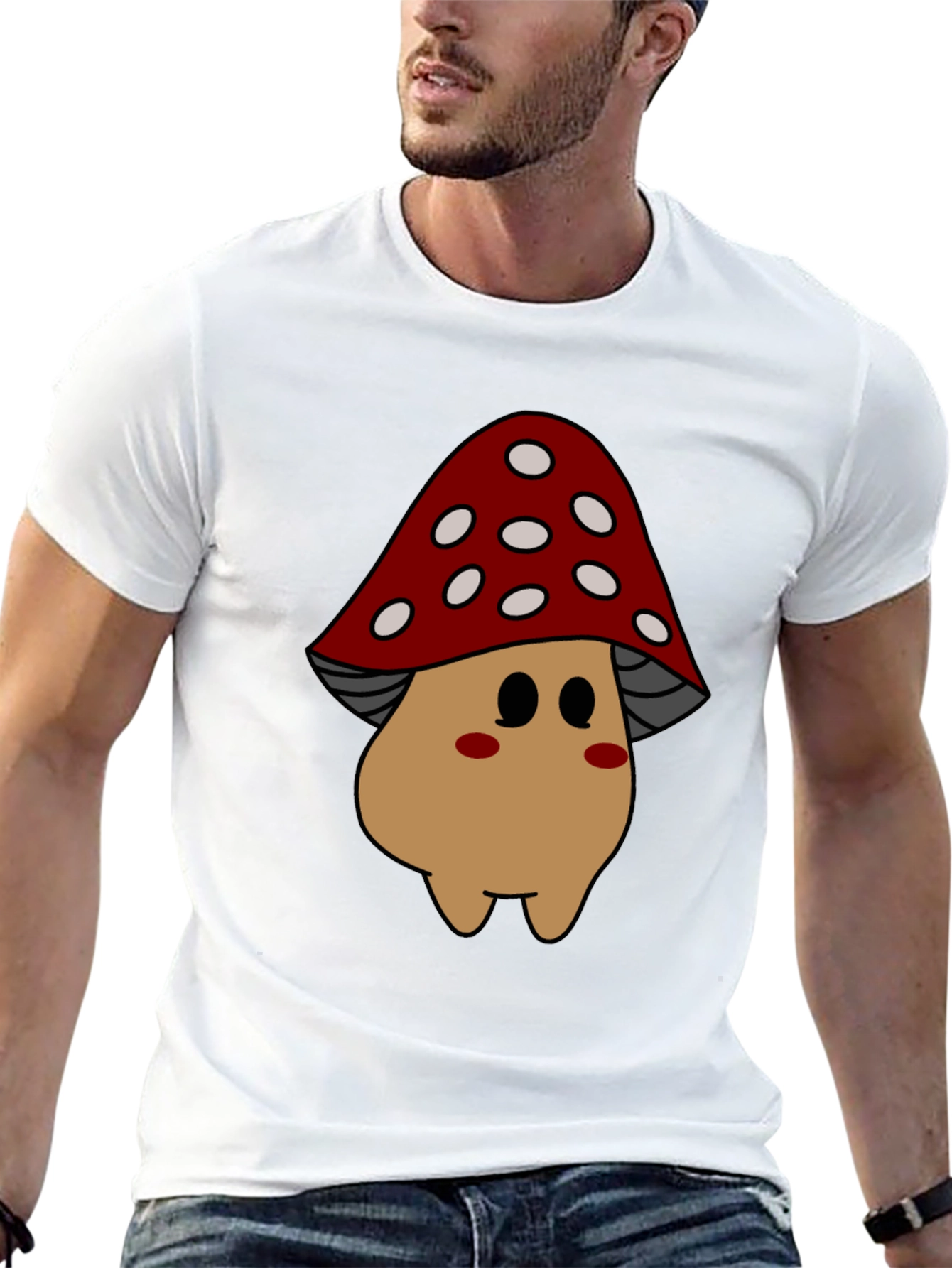 Black Mushroom Cartoon Graphic Tee view 13