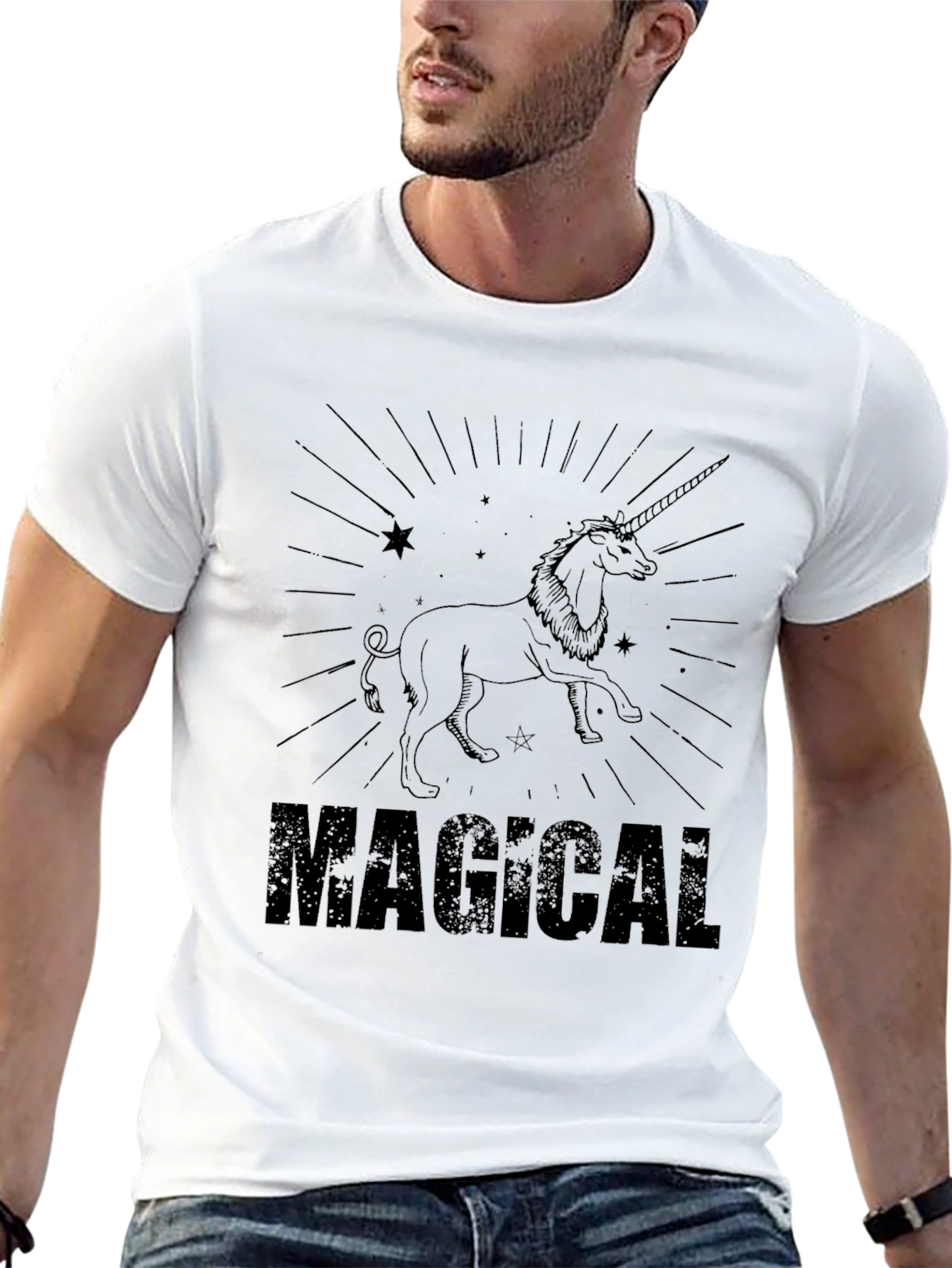 Magical Unicorn Graphic Tee - Black Cotton T-Shirt - 13