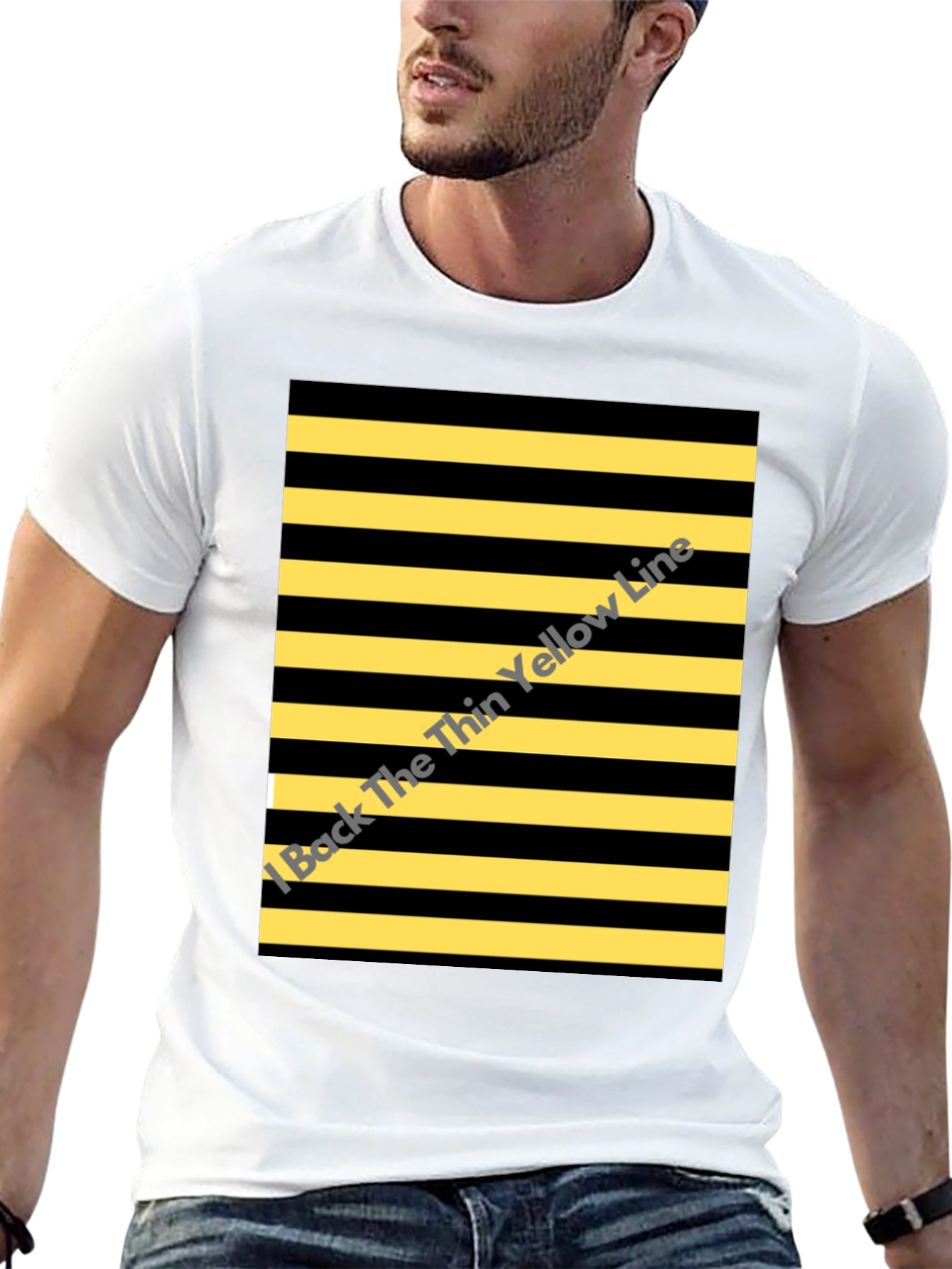 Black Striped Graphic Tee - Black & Yellow Pattern view 13