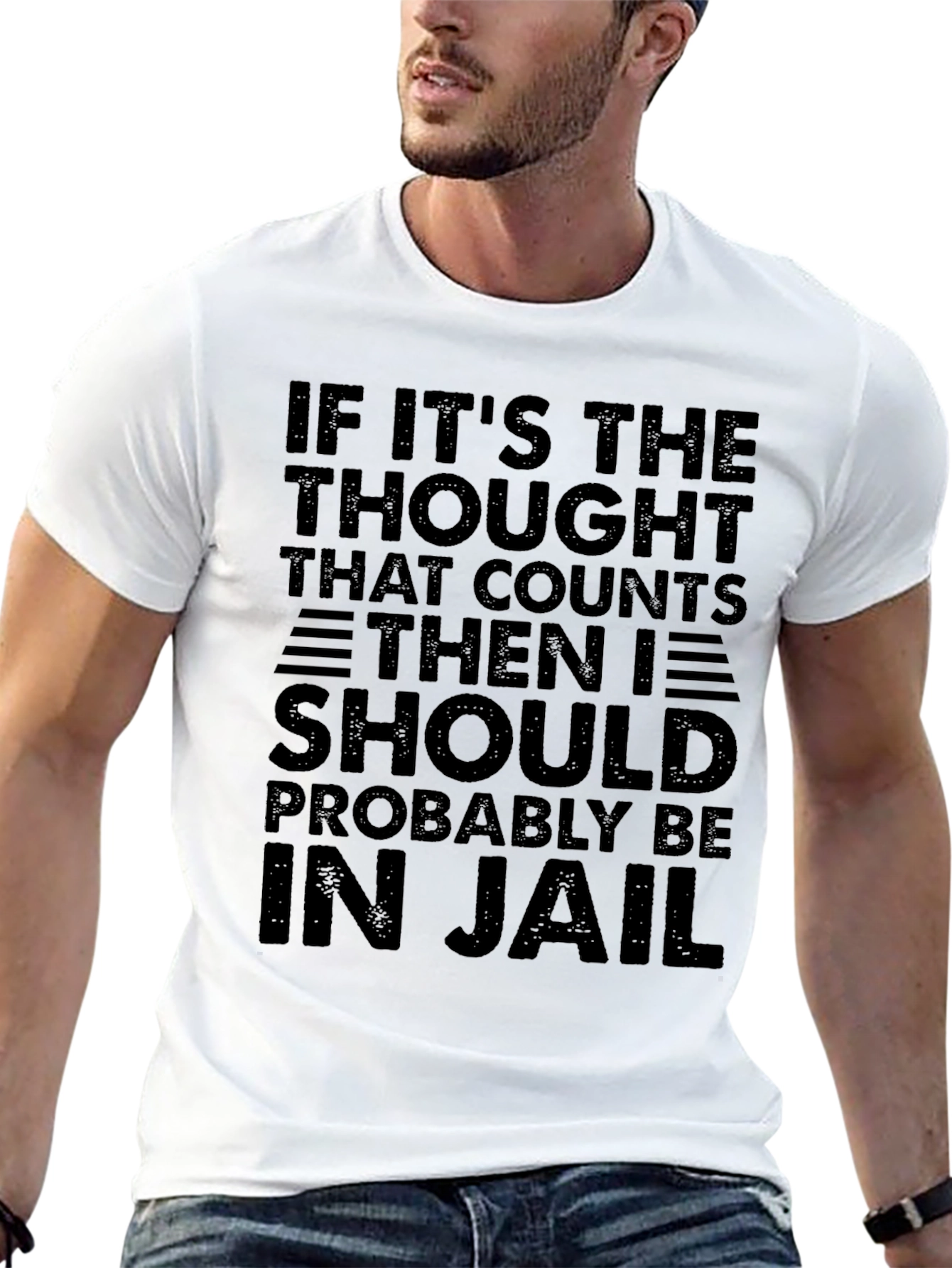 Black Humorous Jail Thought T-Shirt view 13