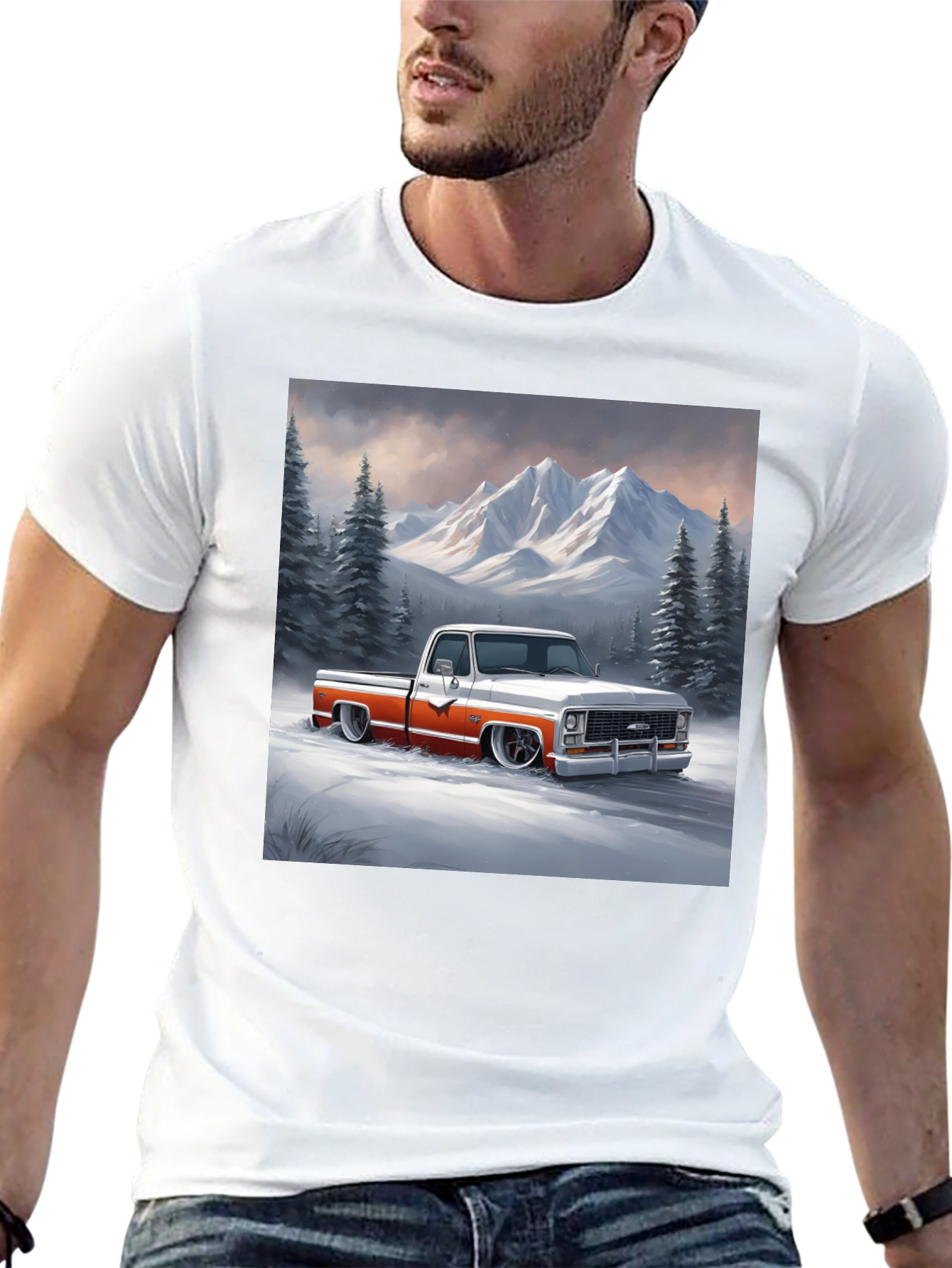 Black Classic Truck Graphic Tee - Mountain Scene view 13