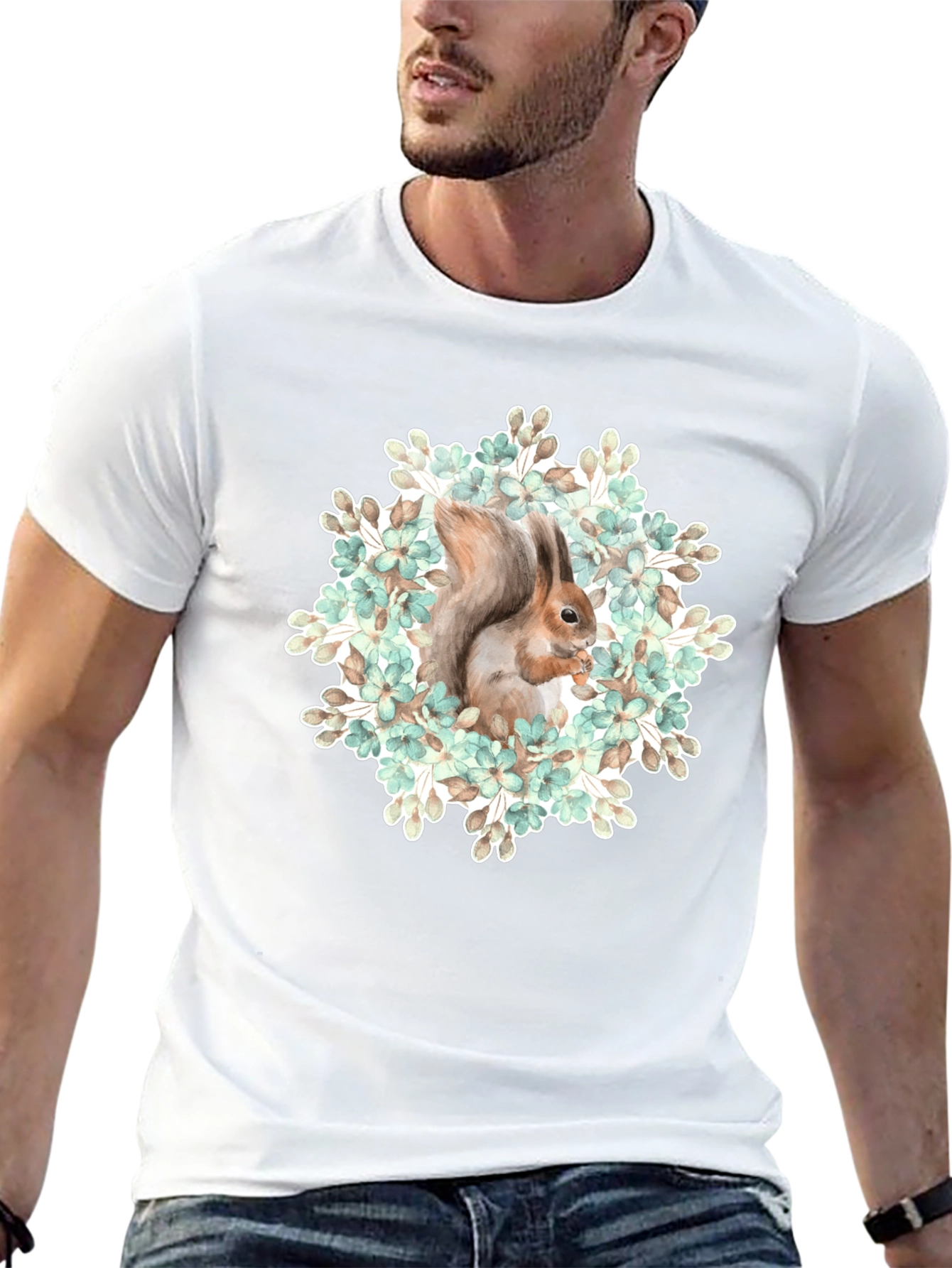 Squirrel Floral T-Shirt - Nature Graphic Tee - 13