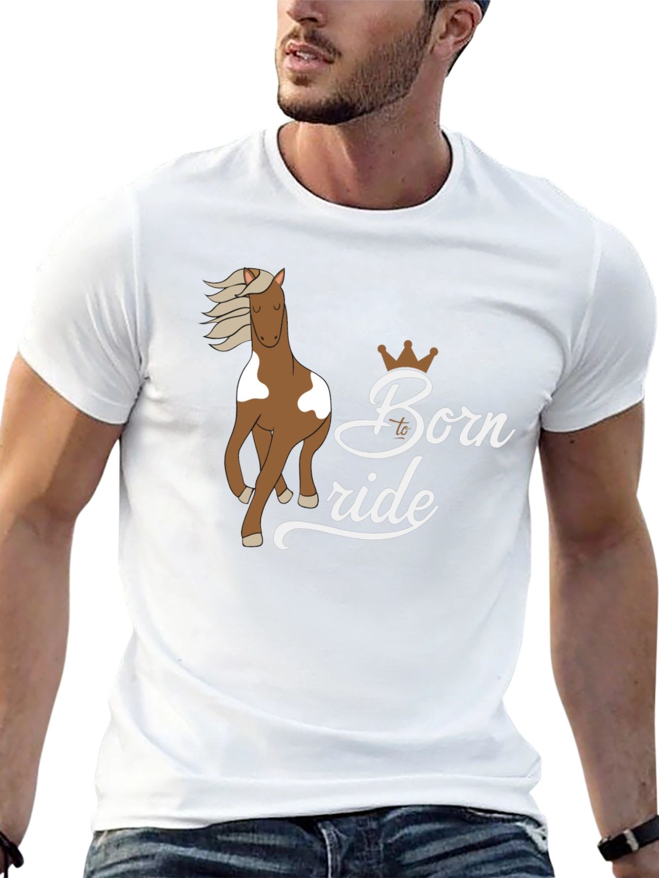 Black Born to Ride Horse T-Shirt view 13