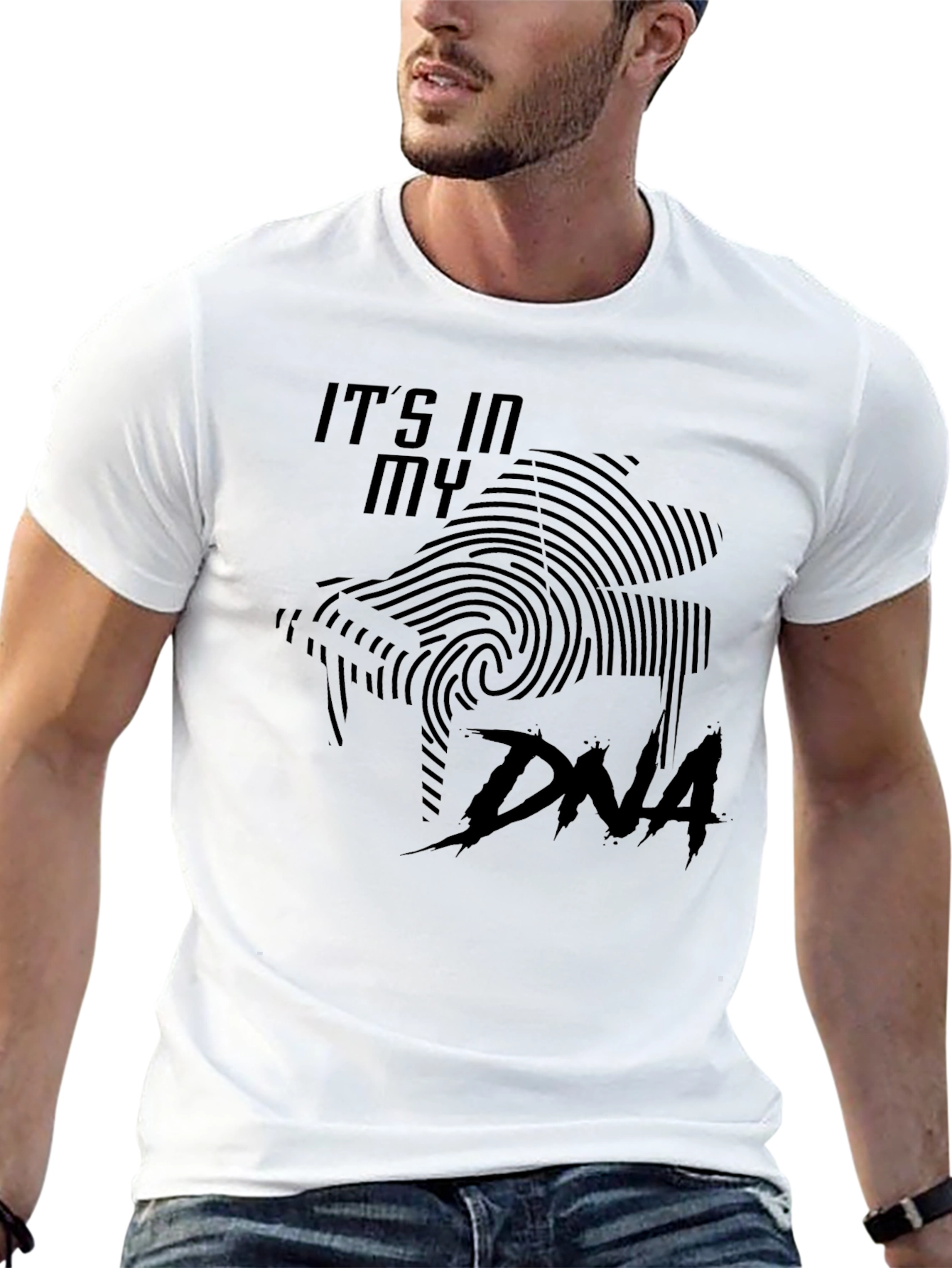 Black It's In My DNA T-Shirt - Shark Fingerprint Graphic view 13