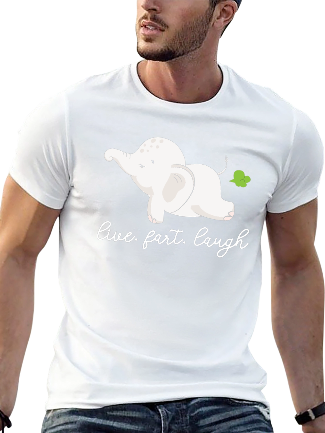 Black Funny Elephant Fart T-Shirt - Live, Fart, Laugh view 13
