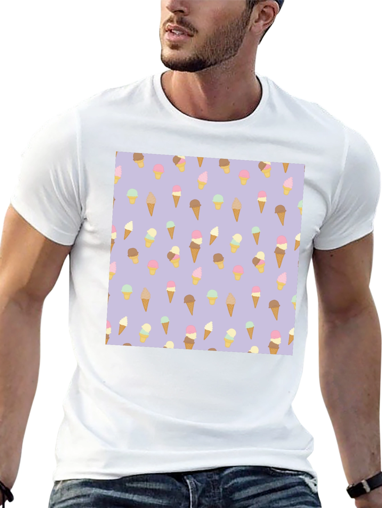 Ice Cream Cone Pattern T-Shirt - 13