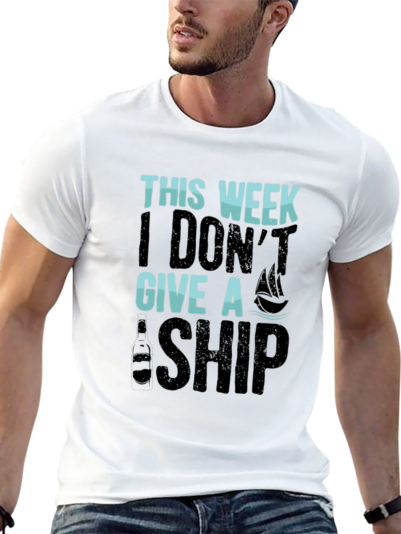 Black Funny "This Week I Don't Give A Ship" Graphic T-Shirt view 13