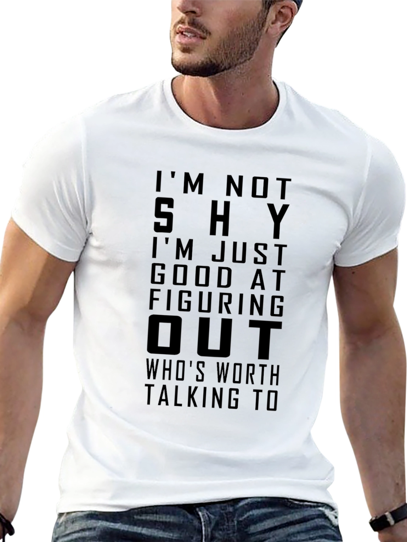 Black I'm Not Shy Funny Graphic T-Shirt view 13