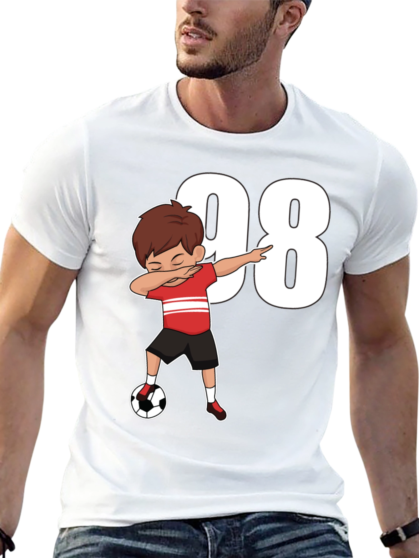Black Dabbing Soccer Boy T-Shirt - Number 98 view 13