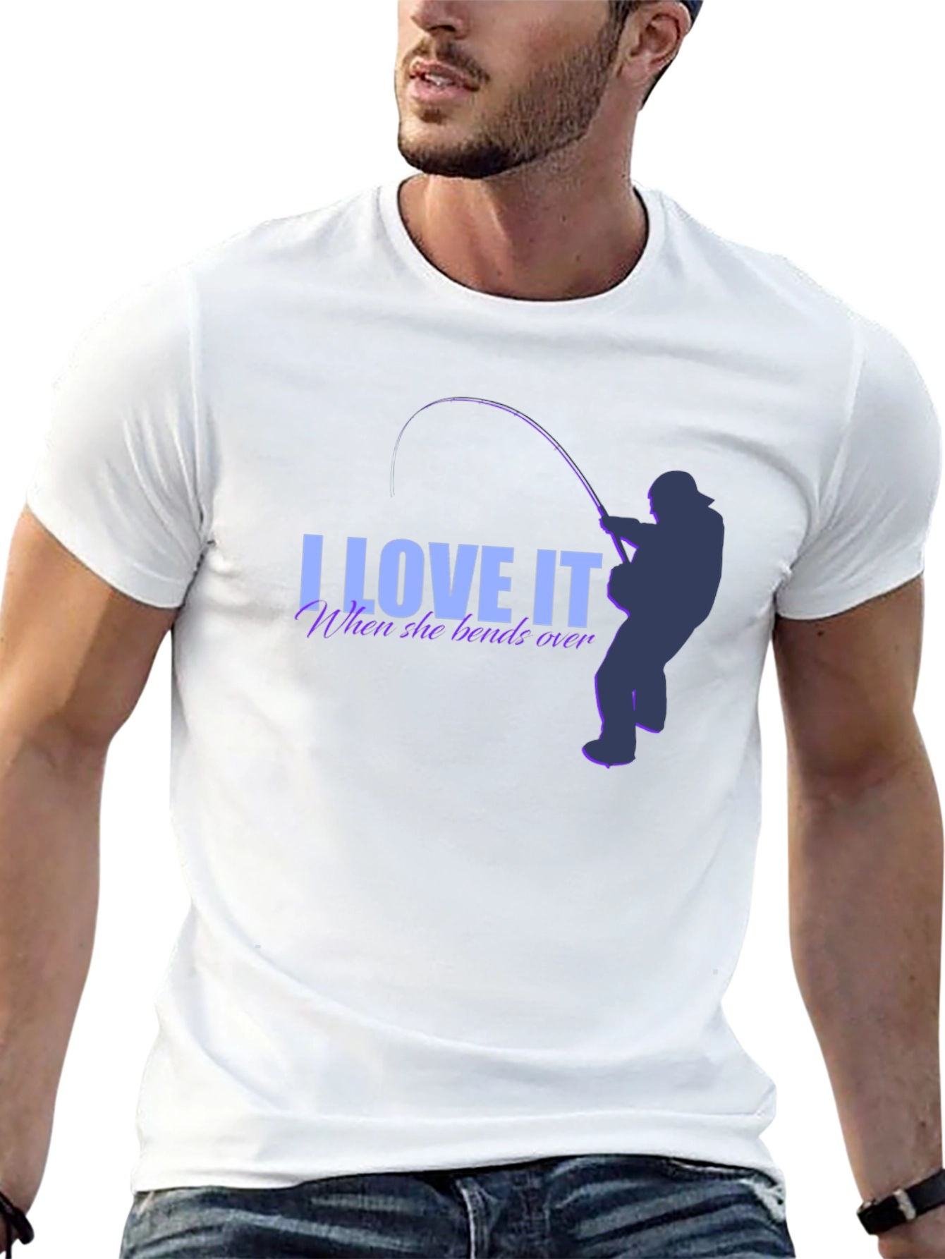 Black I Love It When She Bends Over Fishing T-Shirt view 13