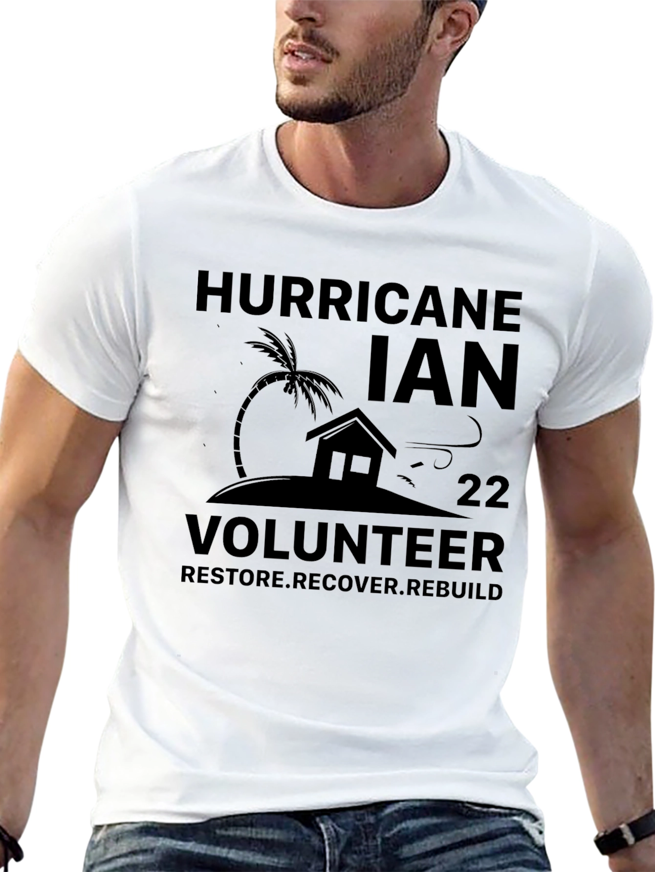 Black Hurricane Ian Volunteer T-Shirt view 13
