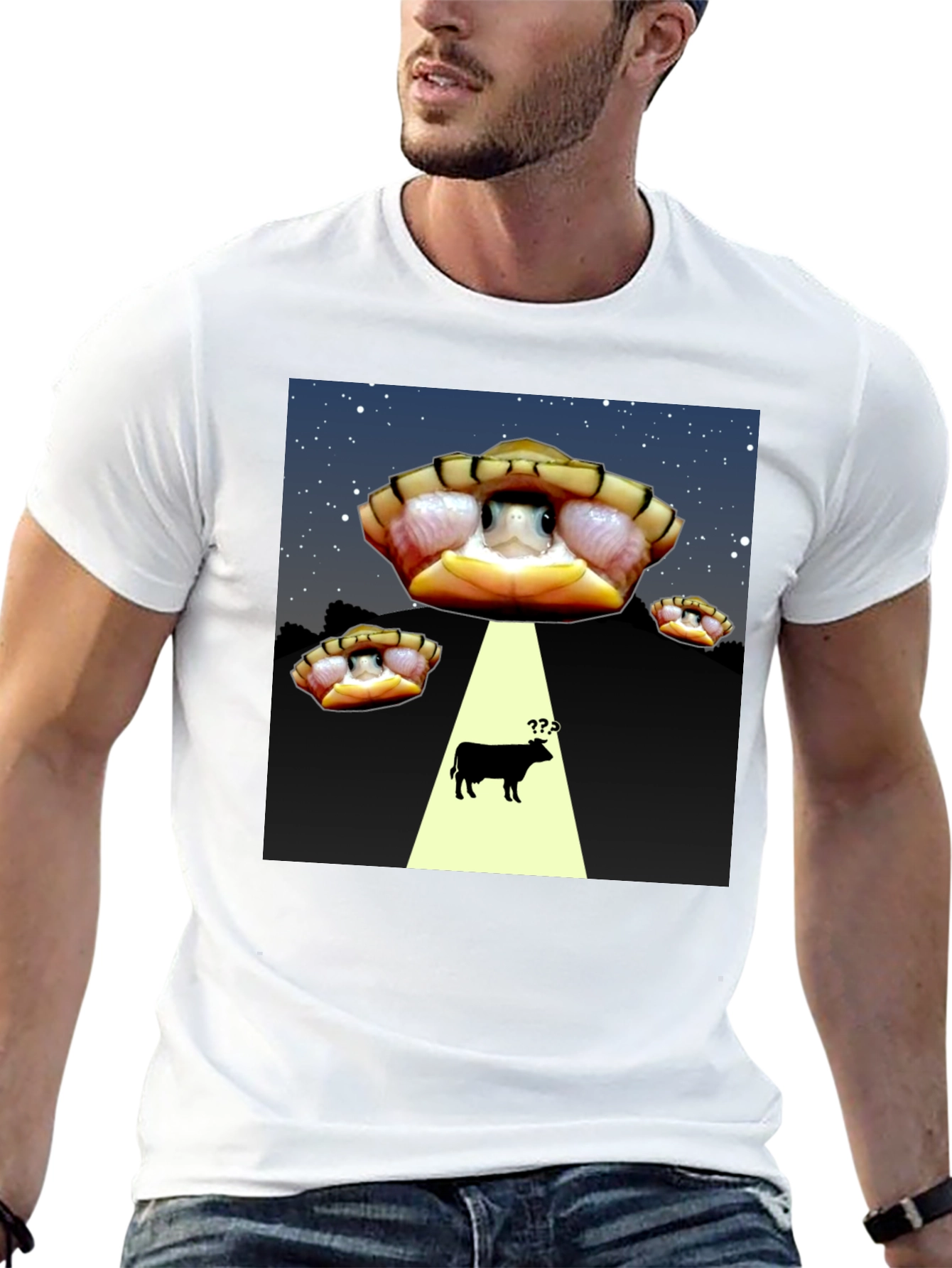 Black Alien Turtle Abduction T-Shirt - Funny Graphic Tee view 13