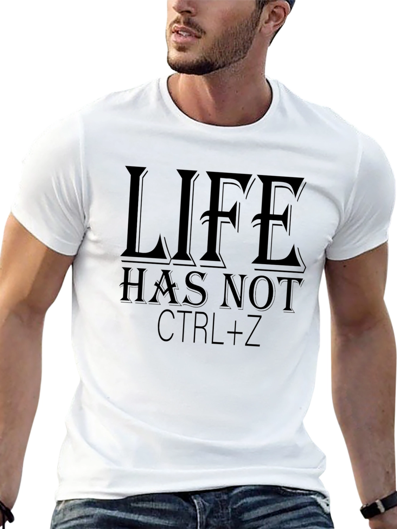 Black Life Has Not CTRL+Z Black Graphic T-Shirt view 13