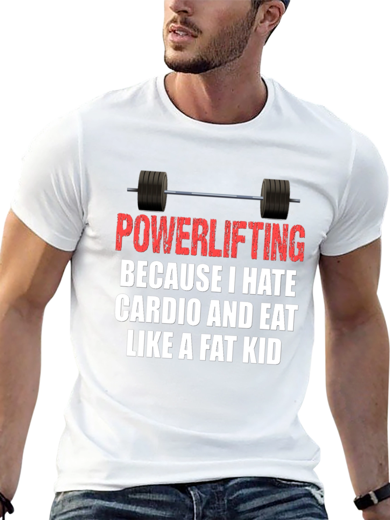 Black Powerlifting Hates Cardio Graphic Tee view 13