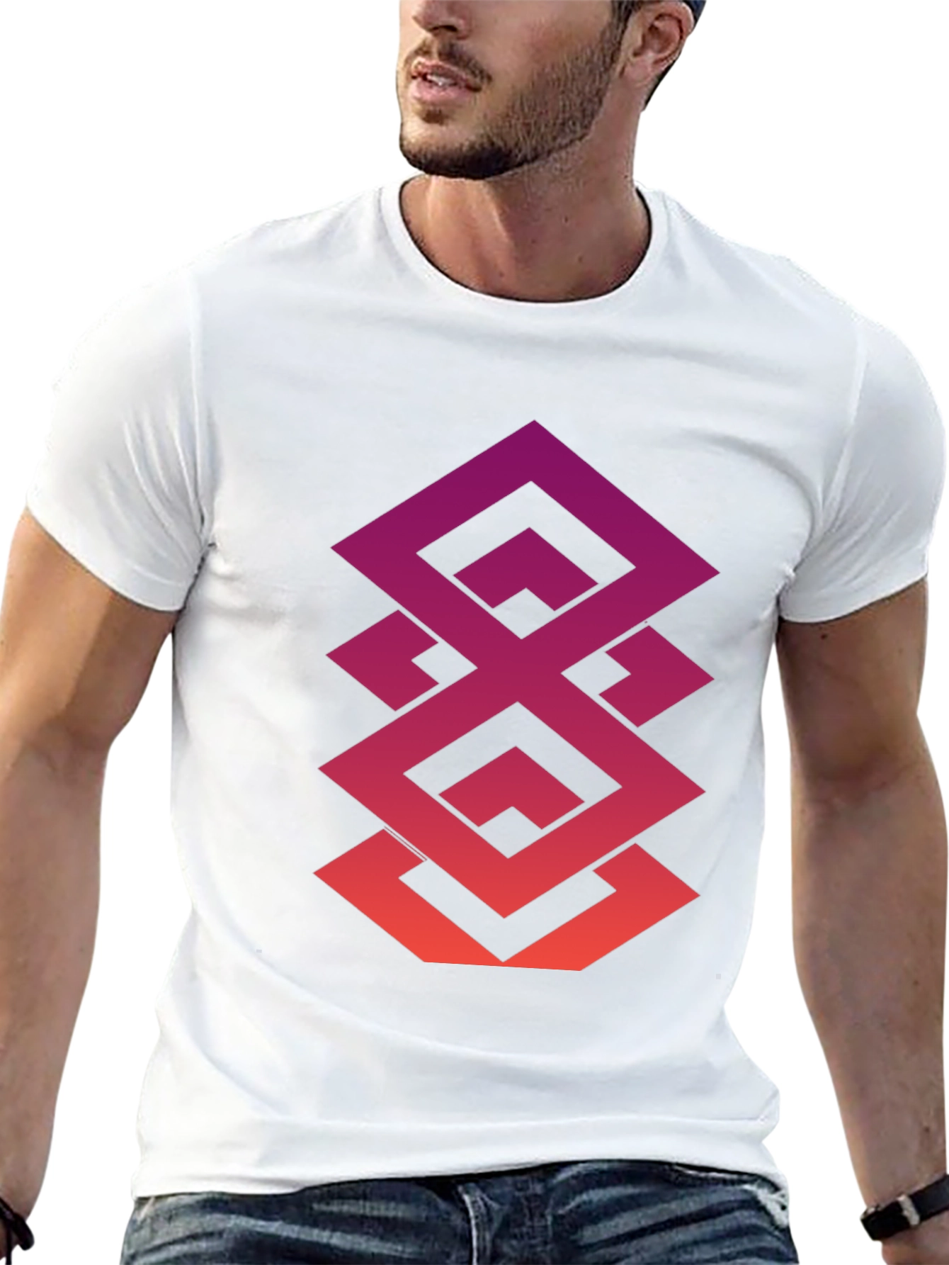 Black Geometric Gradient Tee - Modern Streetwear view 13