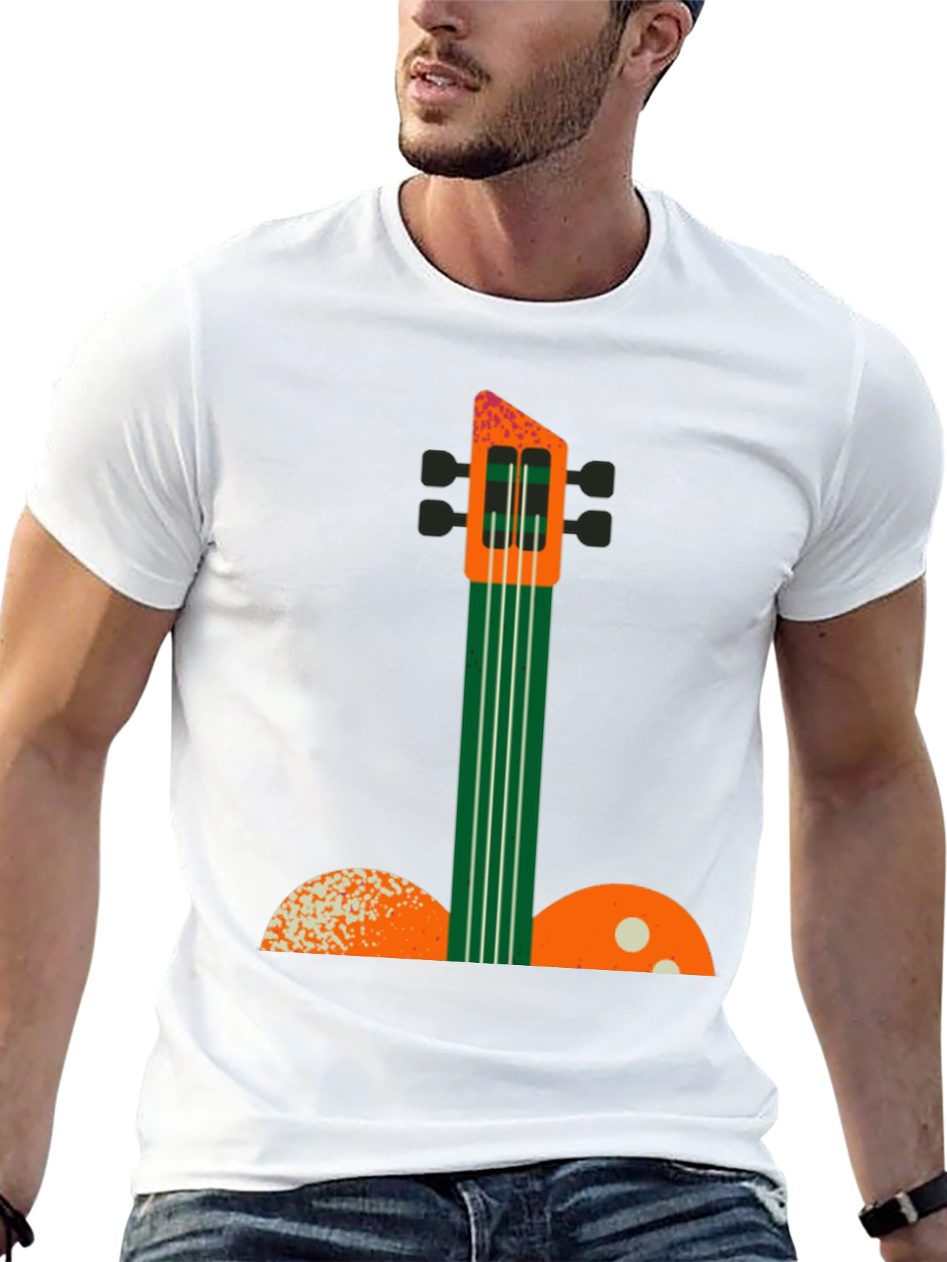 Black Abstract Guitar Graphic Tee view 13