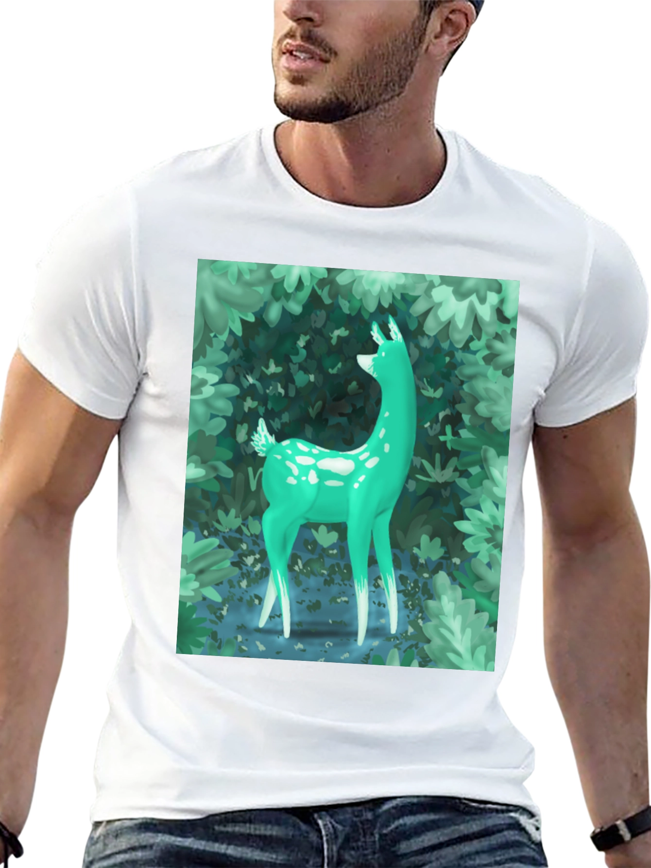 Black Enchanted Forest Deer Graphic Tee - Black view 13