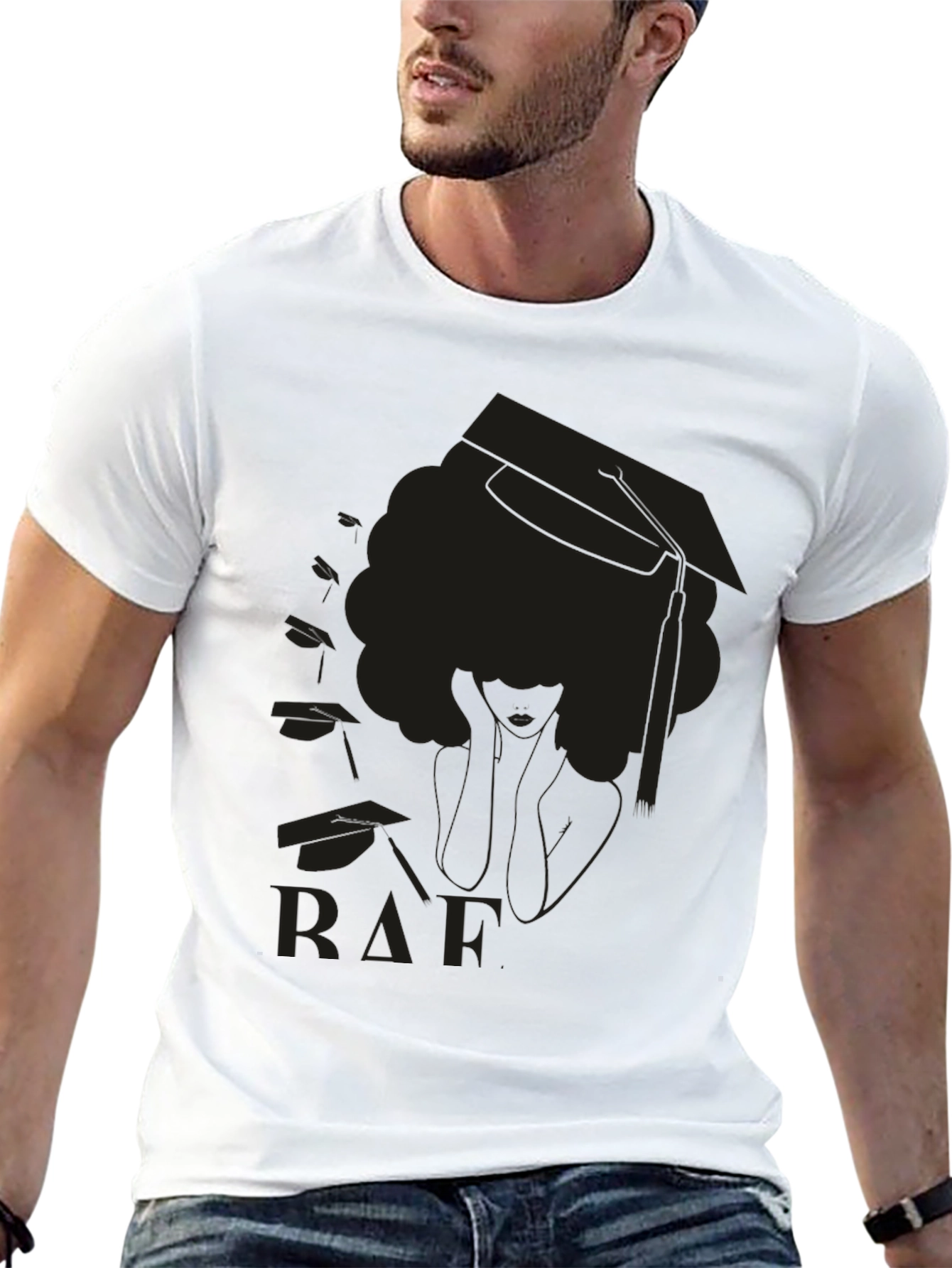 Black Graduation Afro T-Shirt - Black view 13