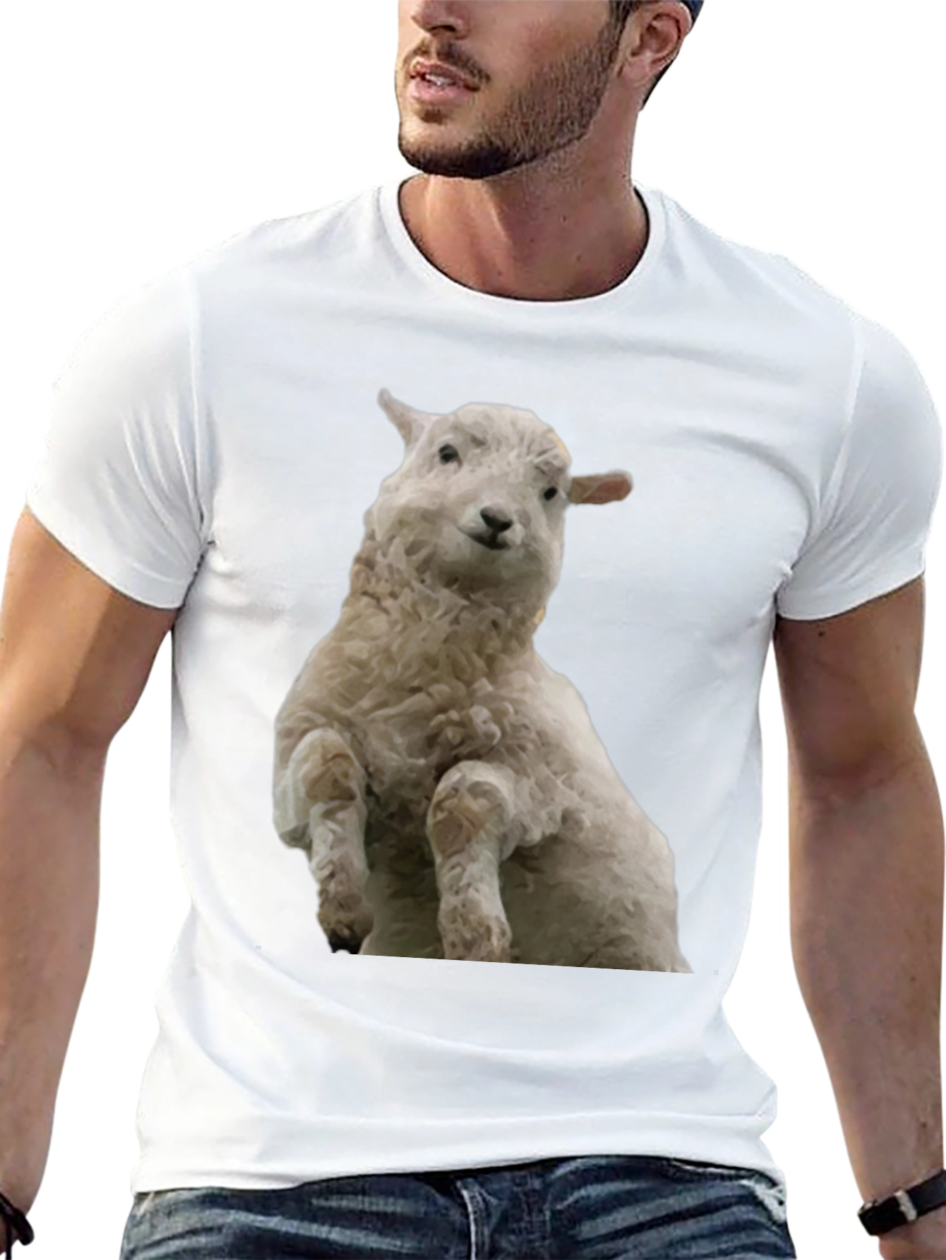 Black Black T-Shirt with Sheep Graphic view 13
