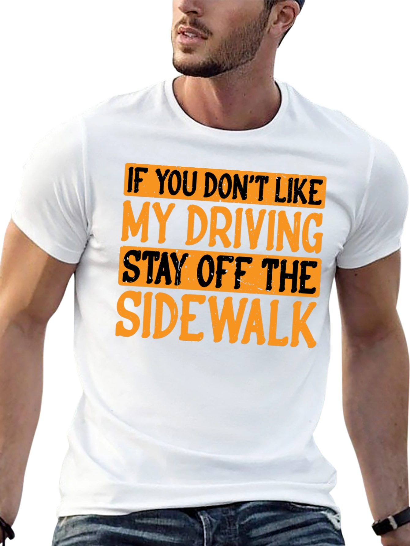 Black Funny Driving T-Shirt - Stay Off the Sidewalk view 13