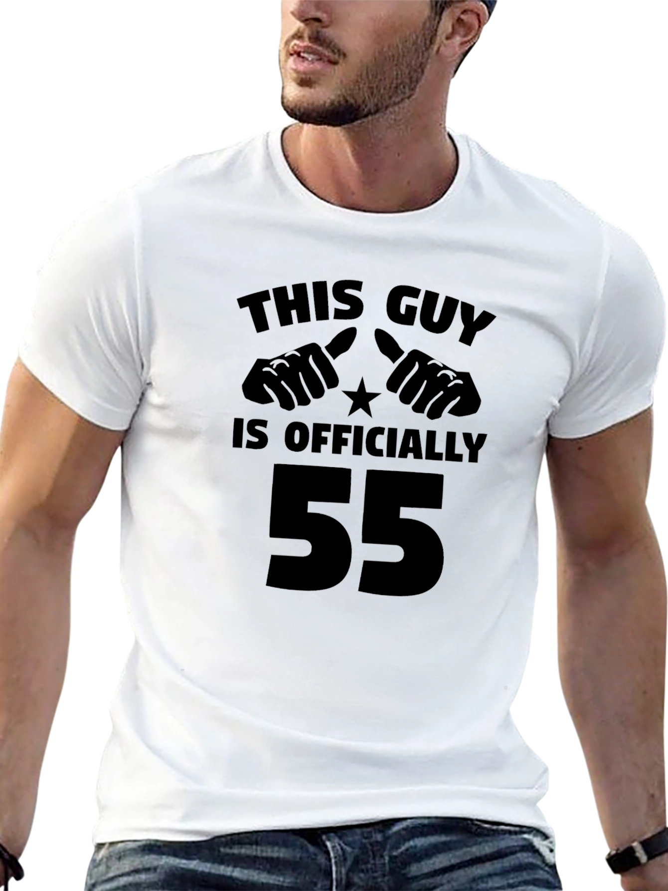 Black This Guy is Officially 55 Black T-Shirt view 13