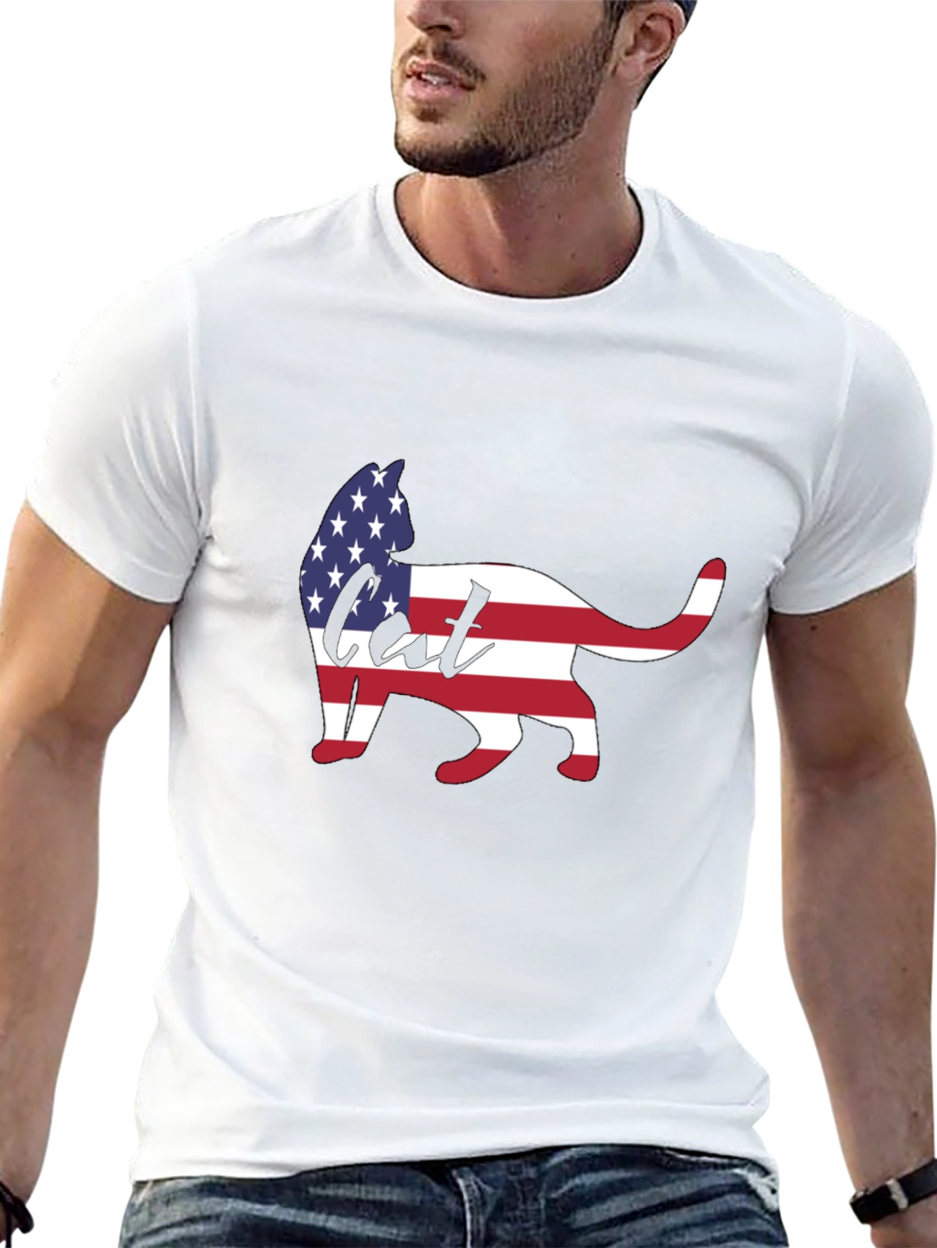 Black Patriotic Cat T-Shirt view 13