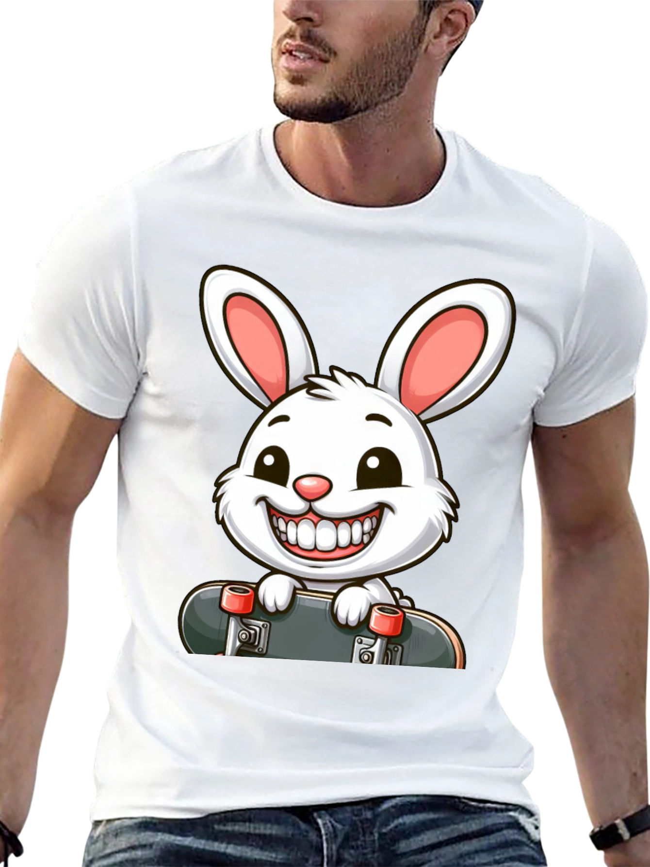 Black Rabbit Skateboard Graphic T-Shirt view 13