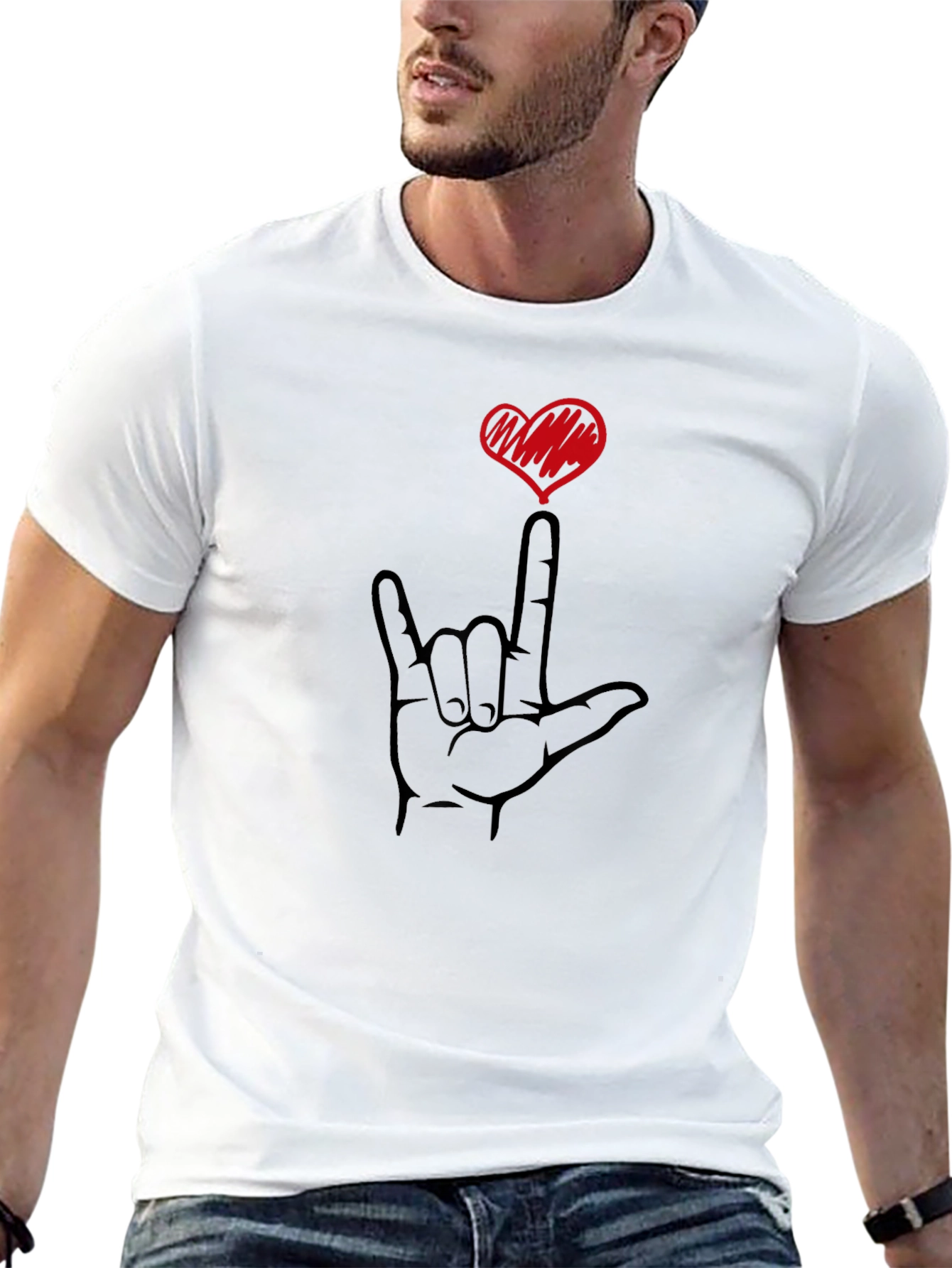 Black I Love You Hand Sign Black T-Shirt view 13
