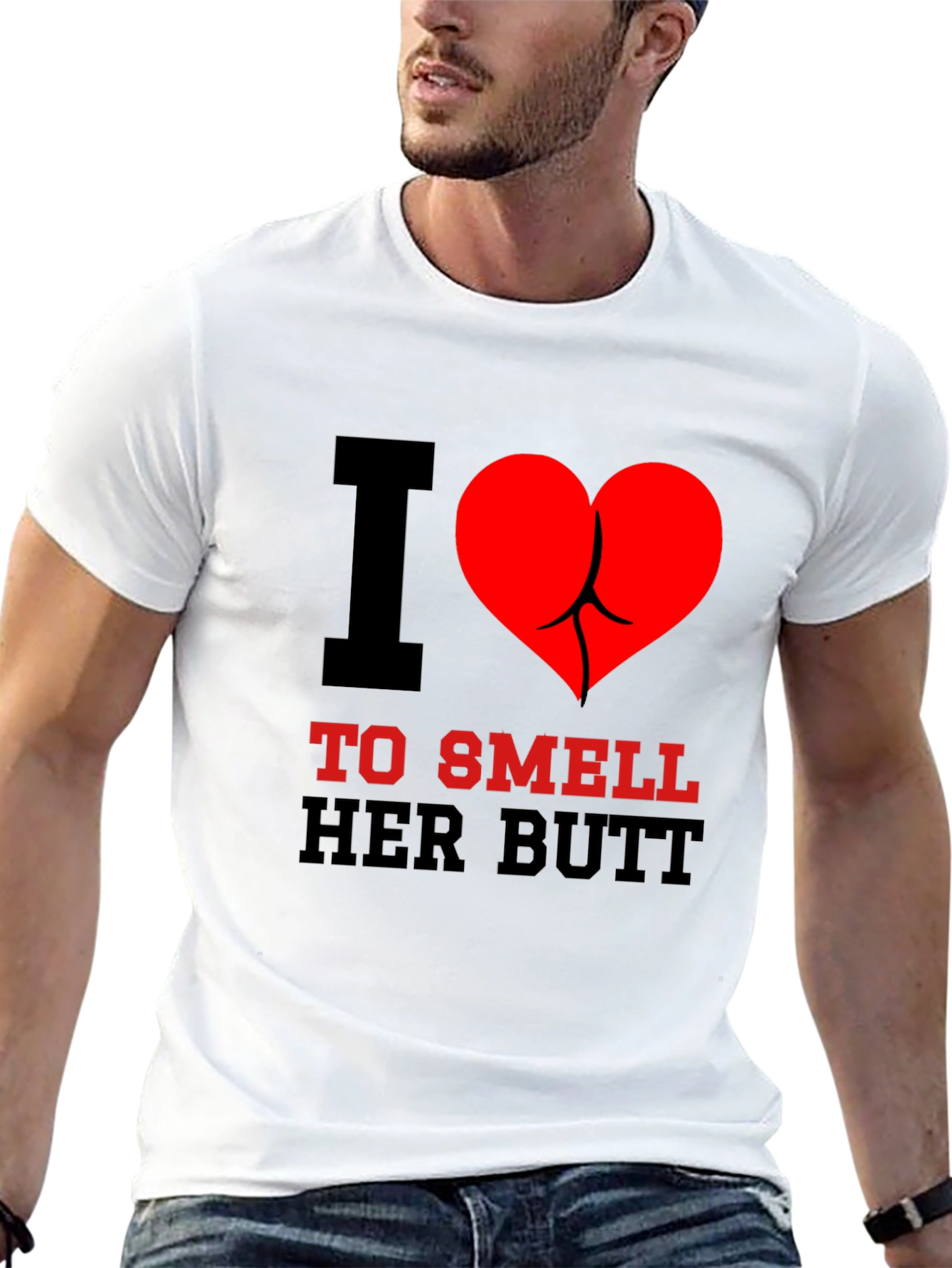 Black I Heart To Smell Her Butt Funny Graphic Tee view 13