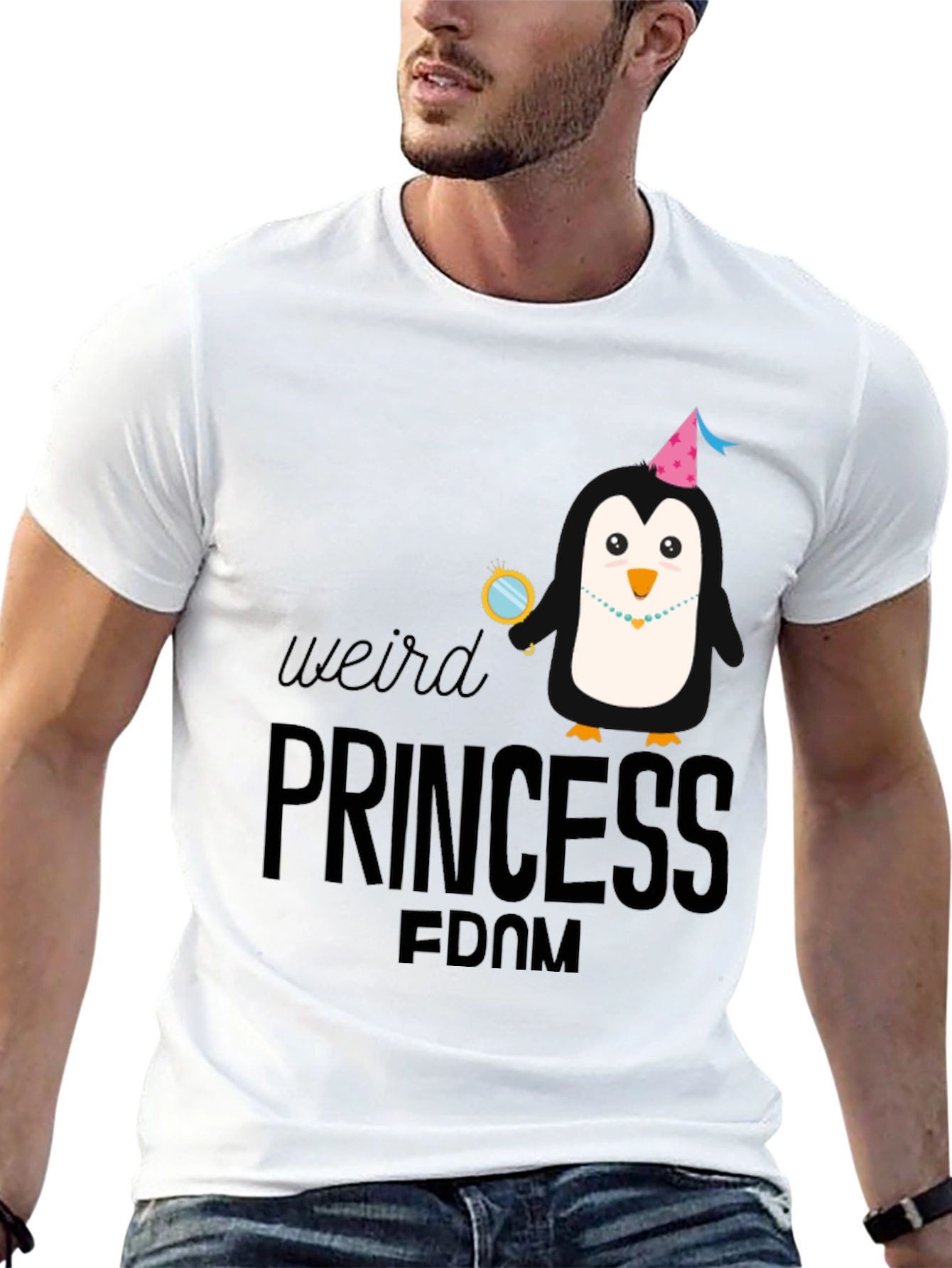 Black Weird Princess Penguin Black T-Shirt view 13