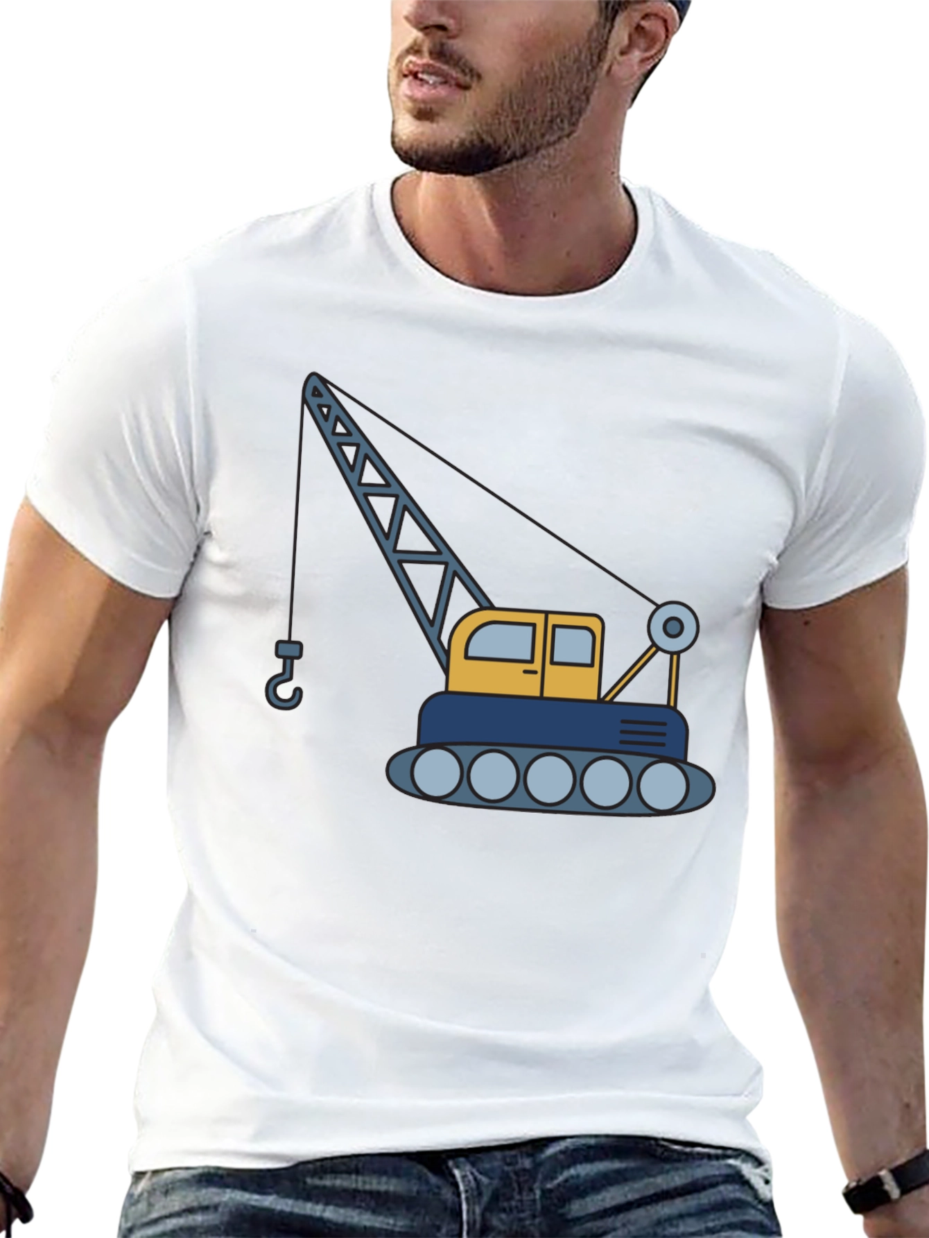 Black Crane Graphic T-Shirt - Construction Vehicle Tee view 13