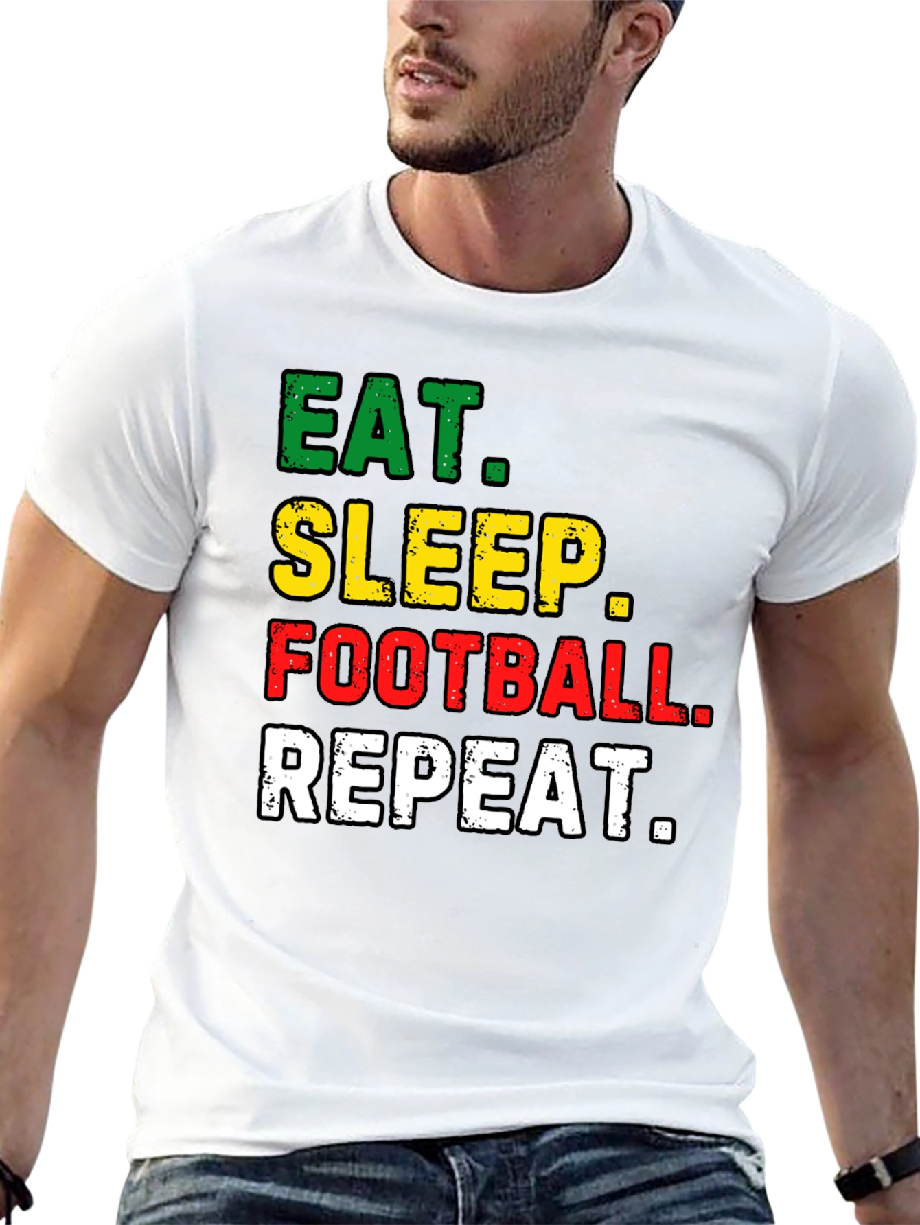 Black Eat Sleep Football Repeat Black T-Shirt view 13