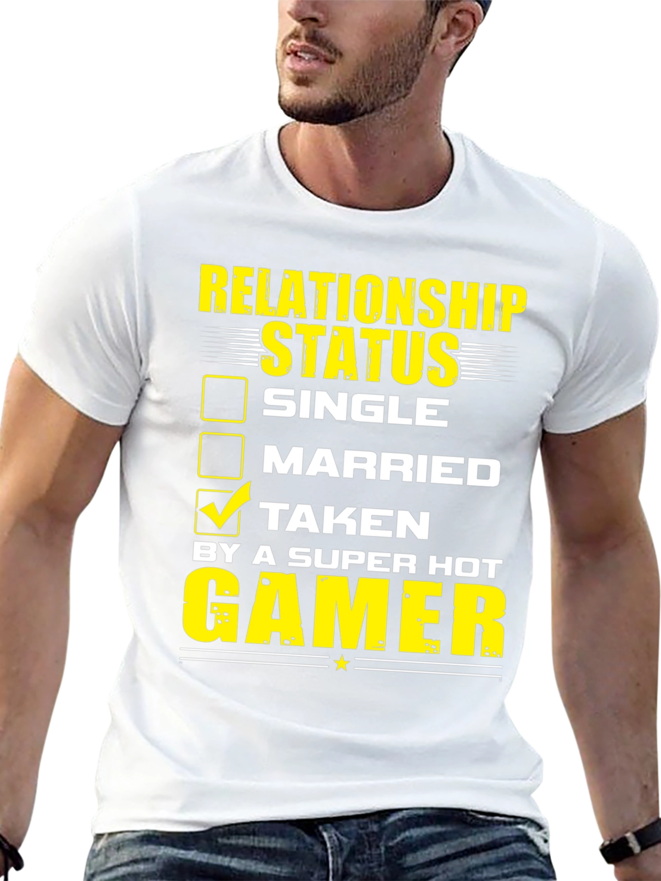 Black Relationship Status: Taken by a Super Hot Gamer T-Shirt view 13