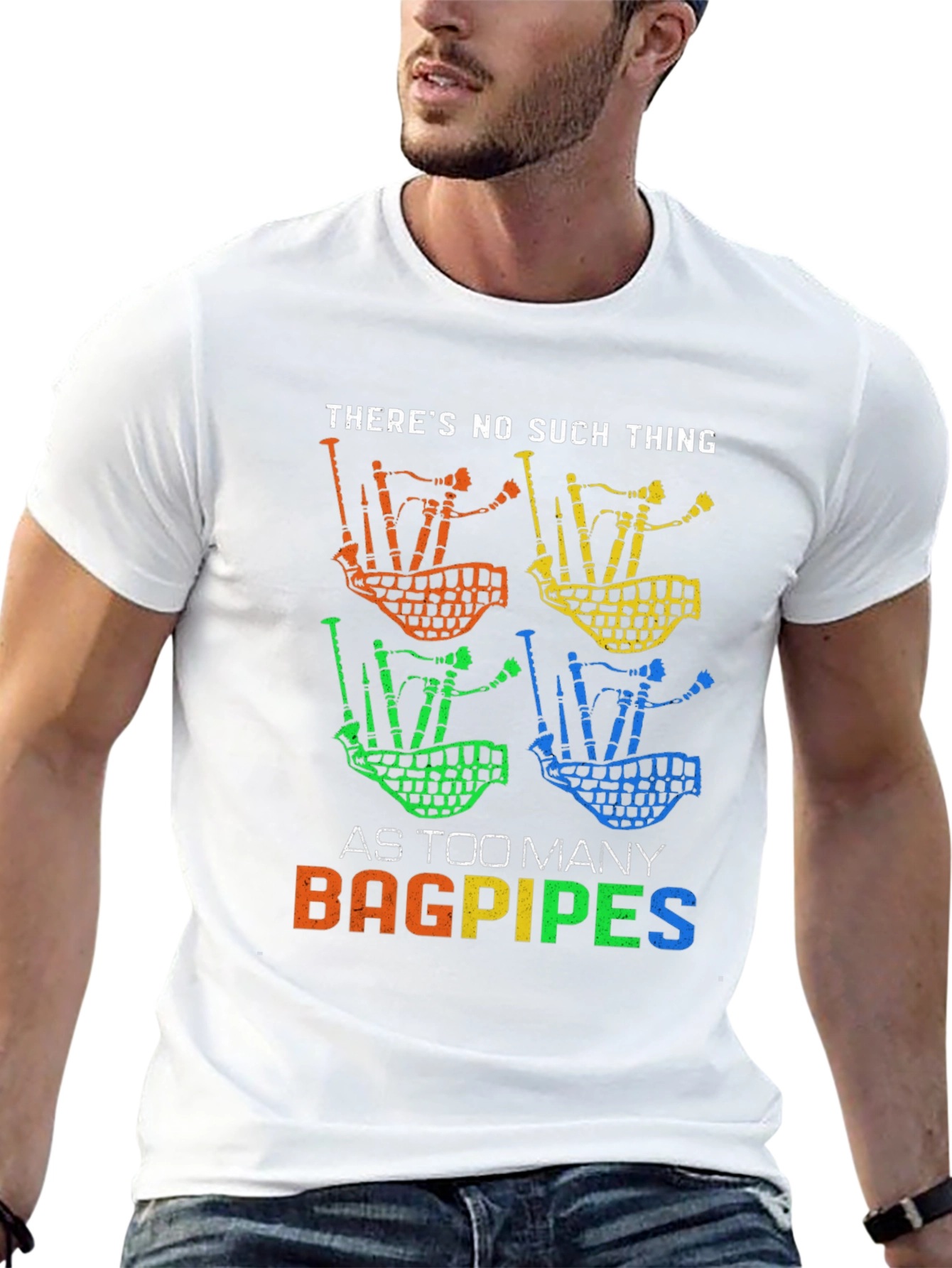 Black Bagpipes Graphic Tee - Too Many Bagpipes view 13