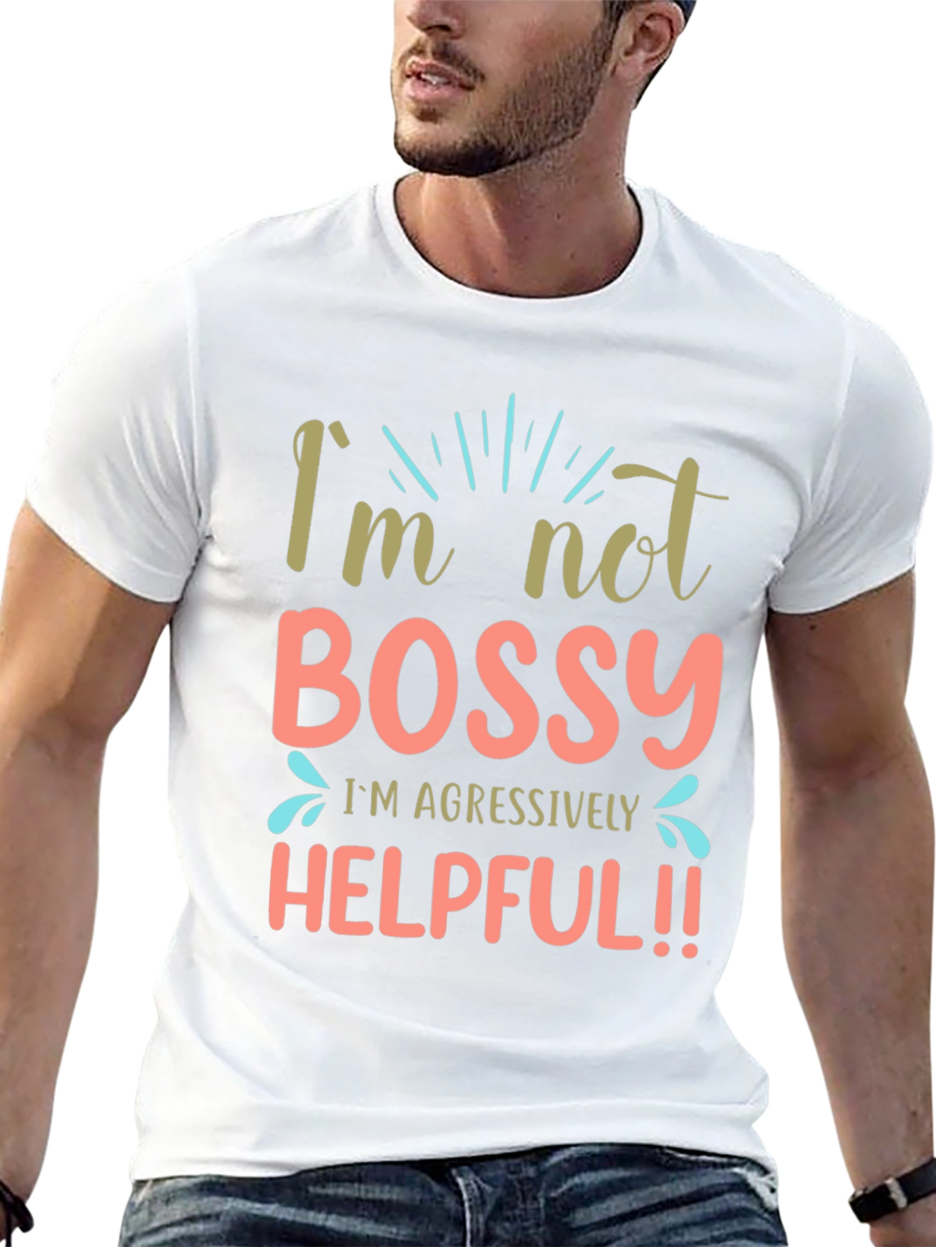 Black I'm Not Bossy Aggressively Helpful Black T-Shirt view 13
