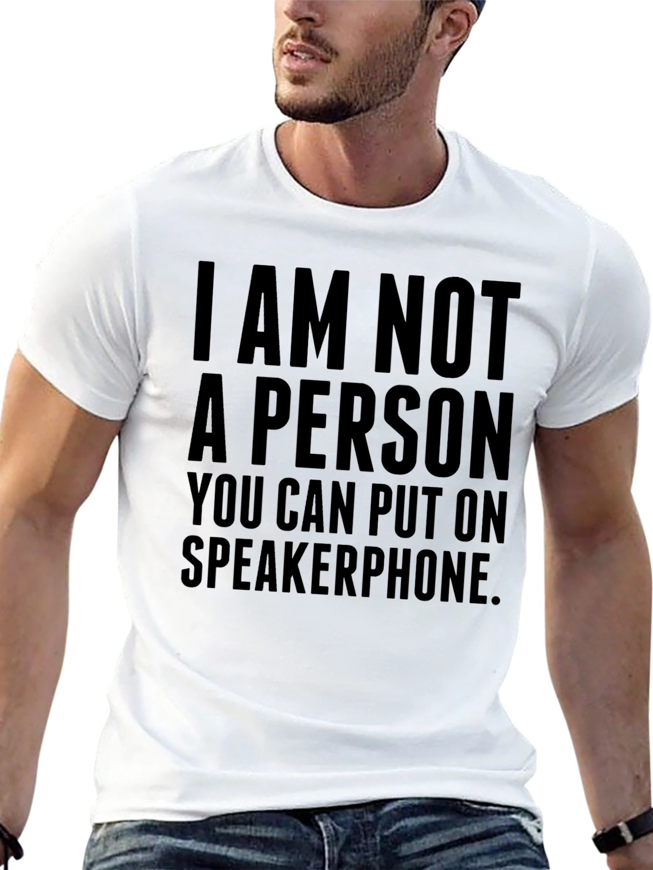 Black Speakerphone Humor Tee view 13