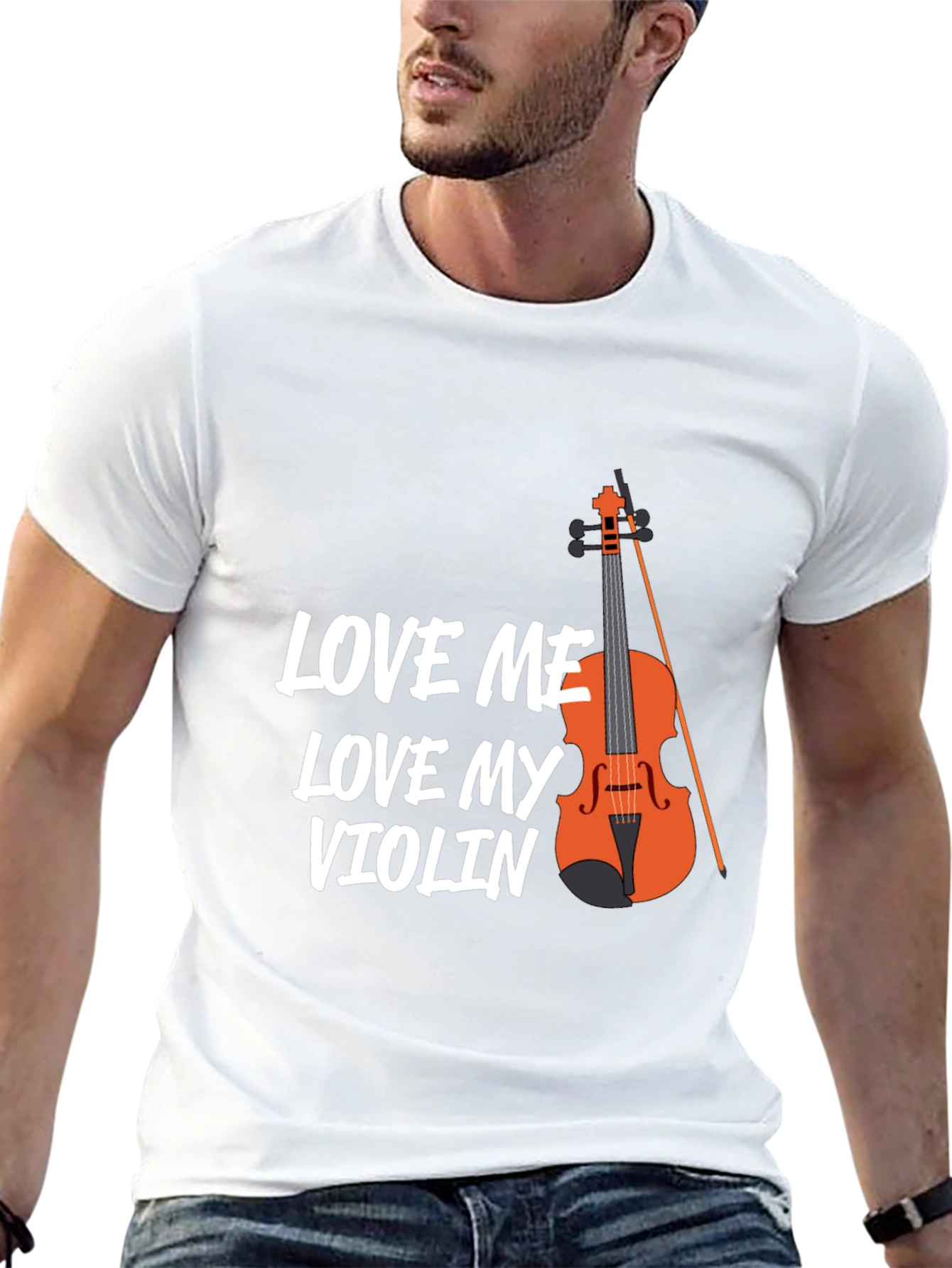 Black Love Me Love My Violin T-Shirt - Musician Tee view 13