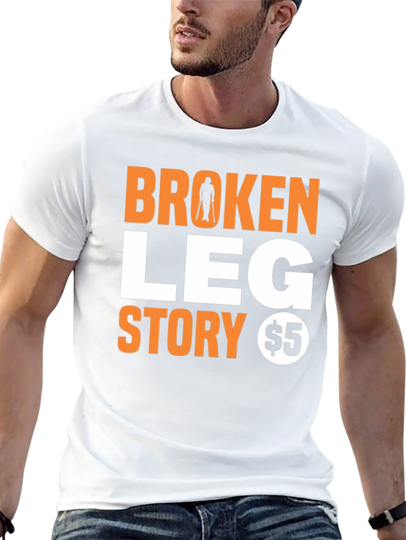 Black Broken Leg Story T-Shirt - Humorous Novelty Tee view 13