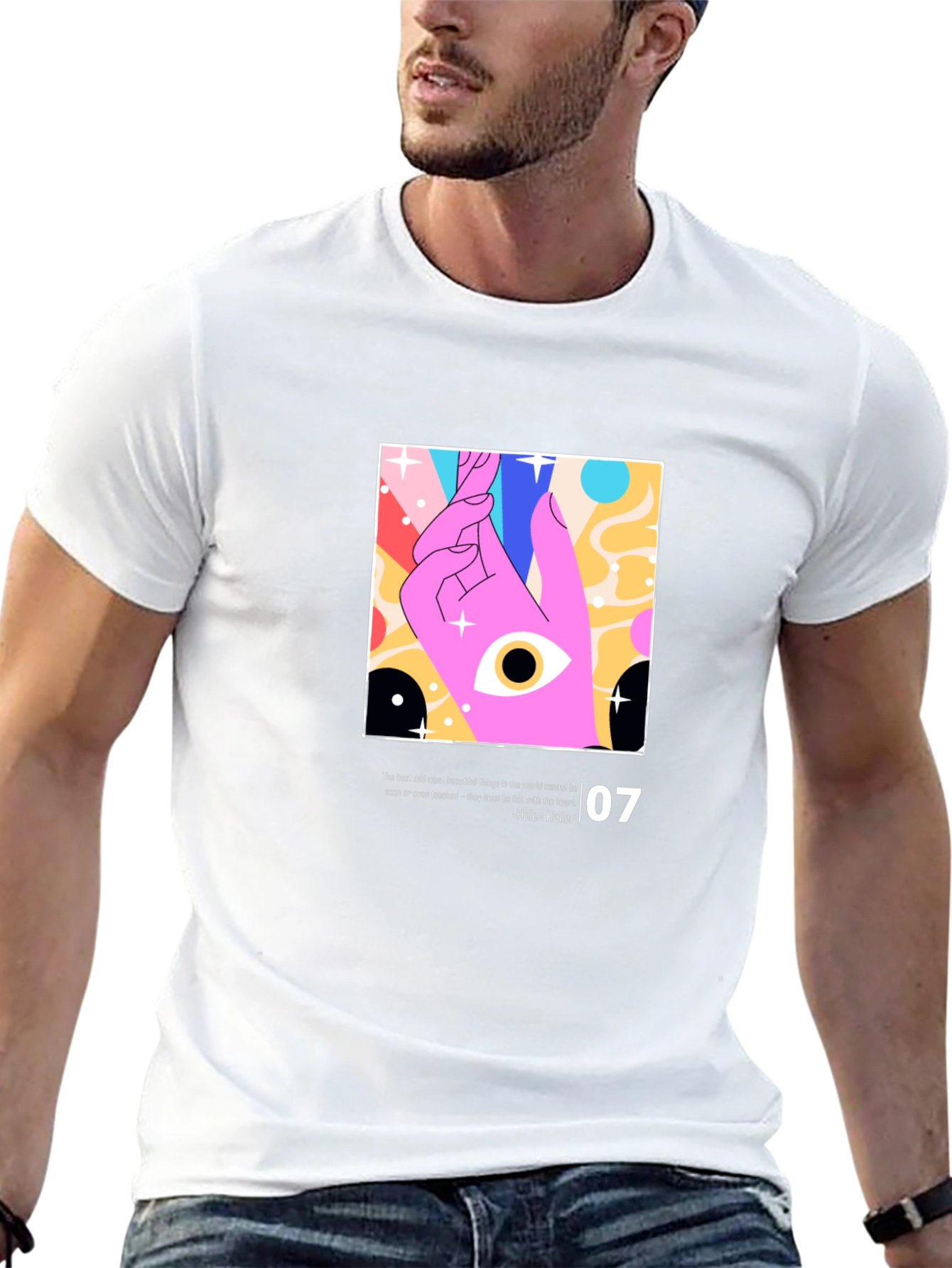 Black Modern Graphic T-Shirt - Artistic Eye Design view 13