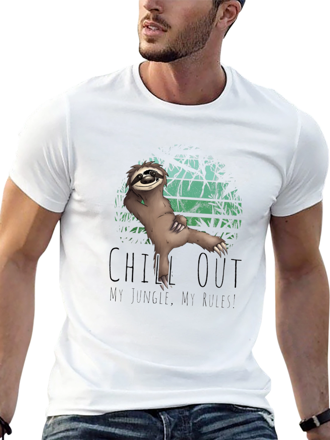Black Chill Sloth T-Shirt: My Jungle, My Rules view 13