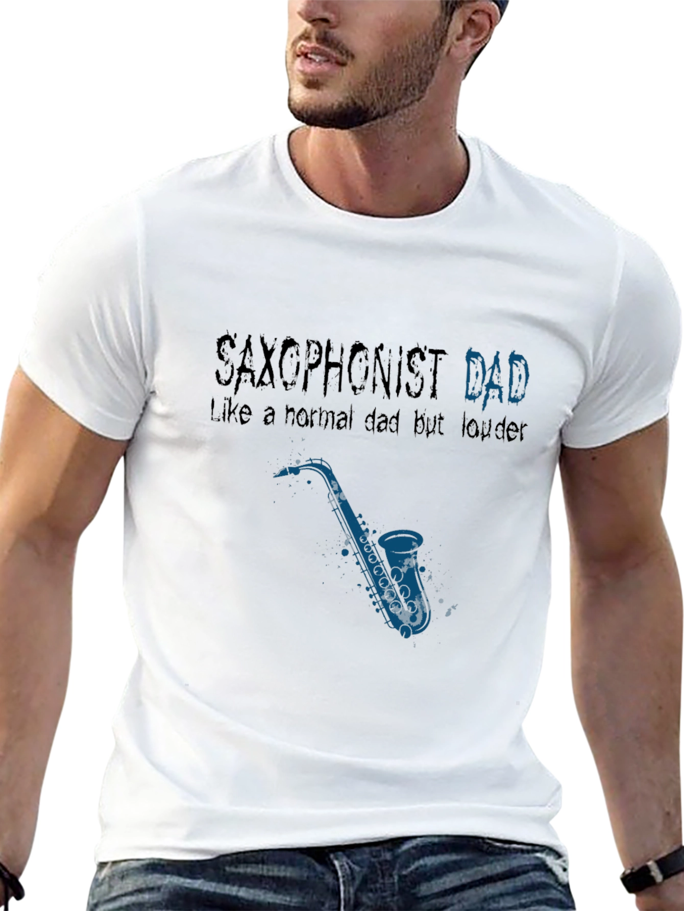 Black Saxophonist Dad T-Shirt - Musician Father's Day Gift view 13