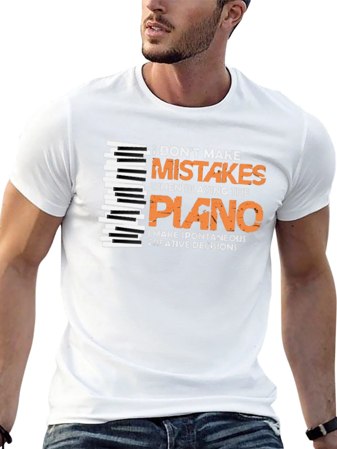 Black Funny Piano Player T-Shirt - I Don't Make Mistakes! view 13